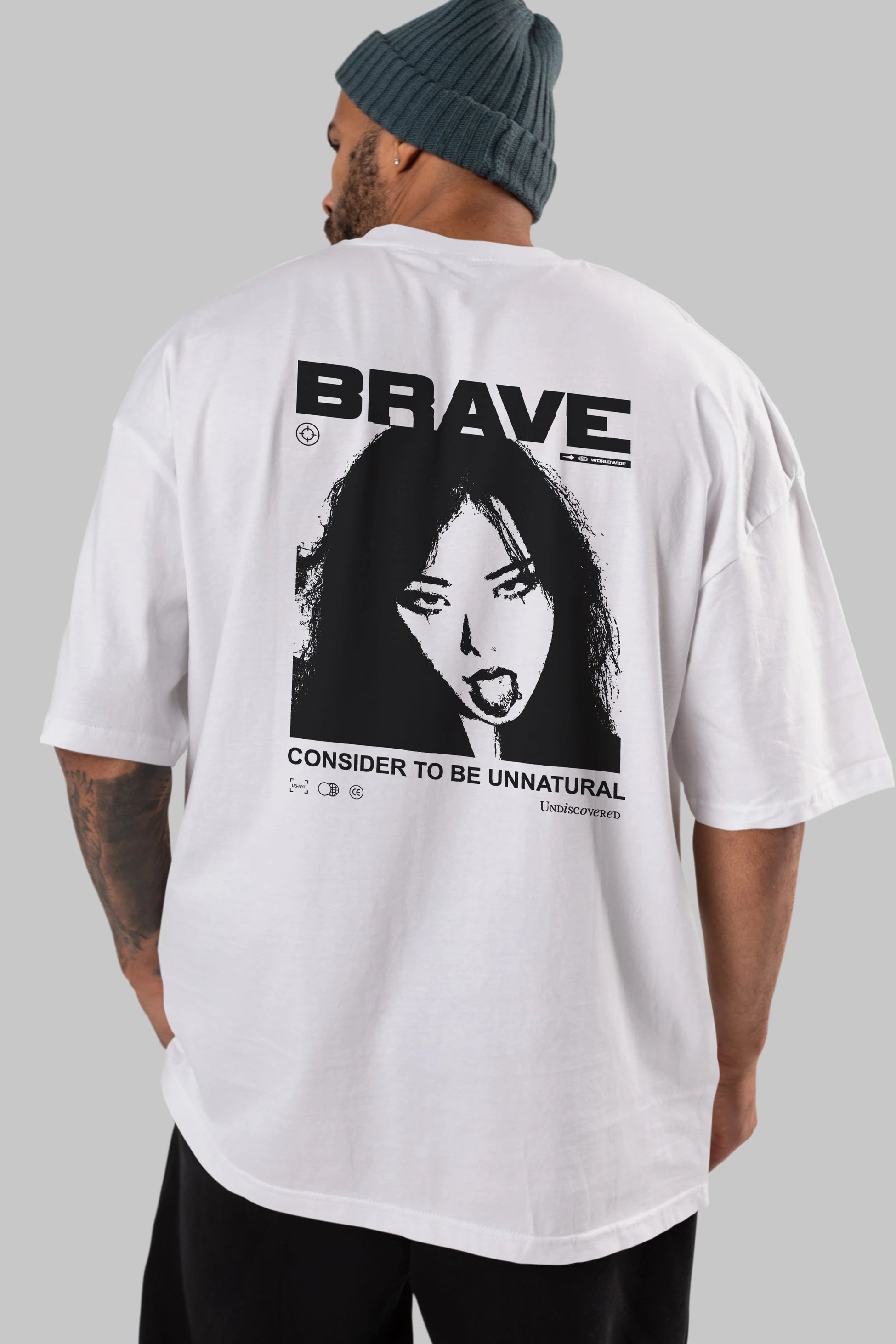 Brave Arka Baskılı Oversize t-shirt Erkek Kadın Unisex
