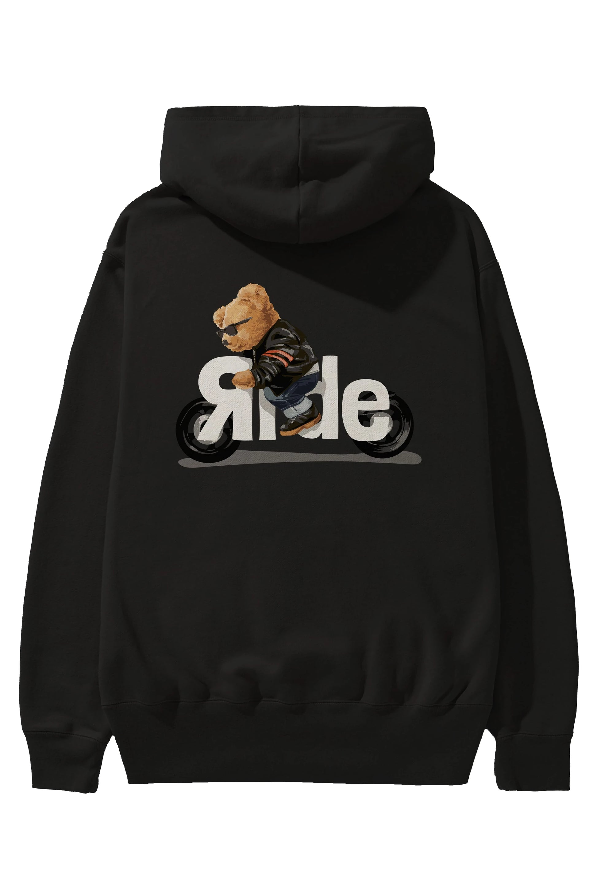 Teddy Bear Ride Arka Baskılı Hoodie Oversize Kapüşonlu Sweatshirt Erkek Kadın Unisex