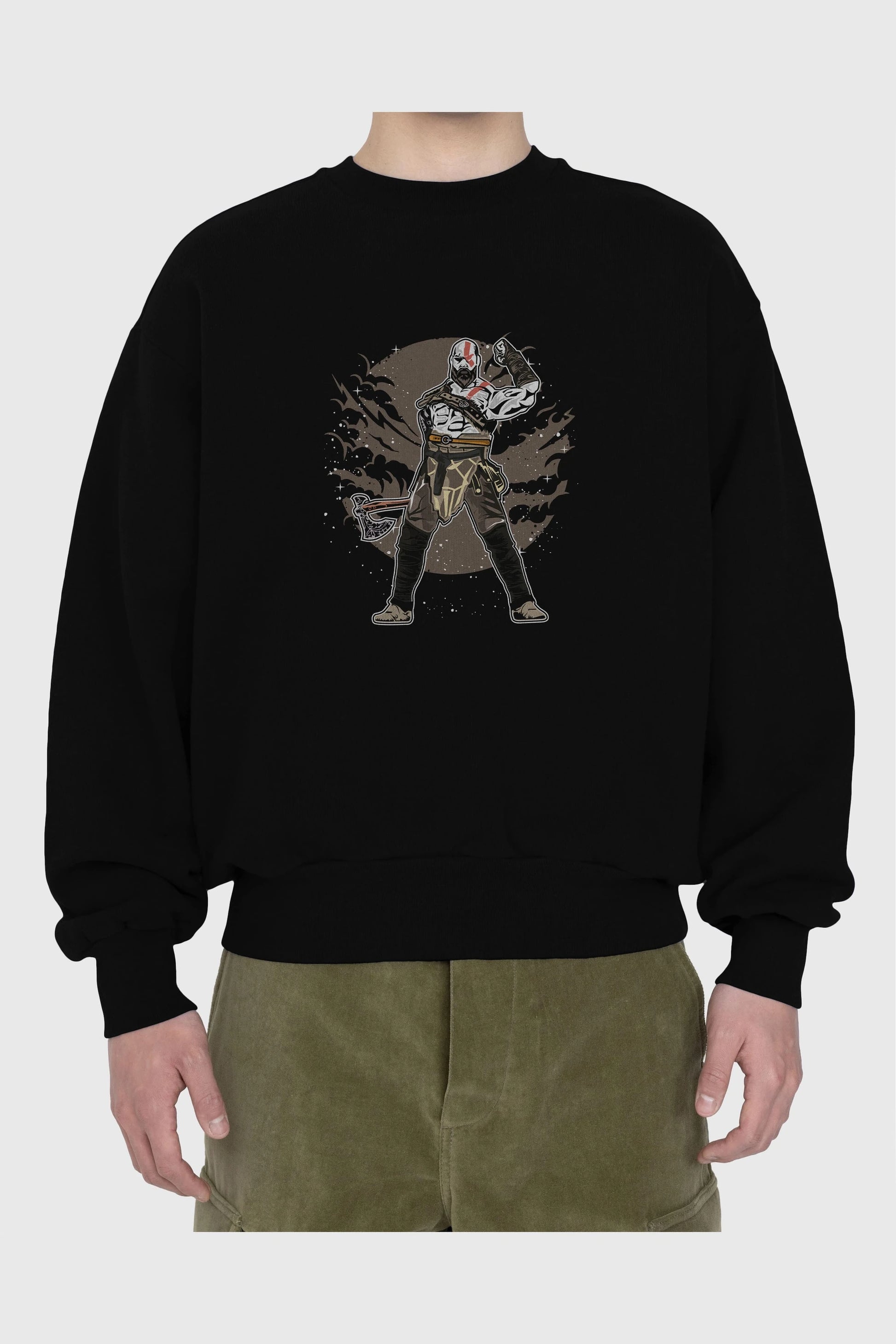 GOD OF WAR Ön Baskılı Oversize Sweatshirt Erkek Kadın Unisex