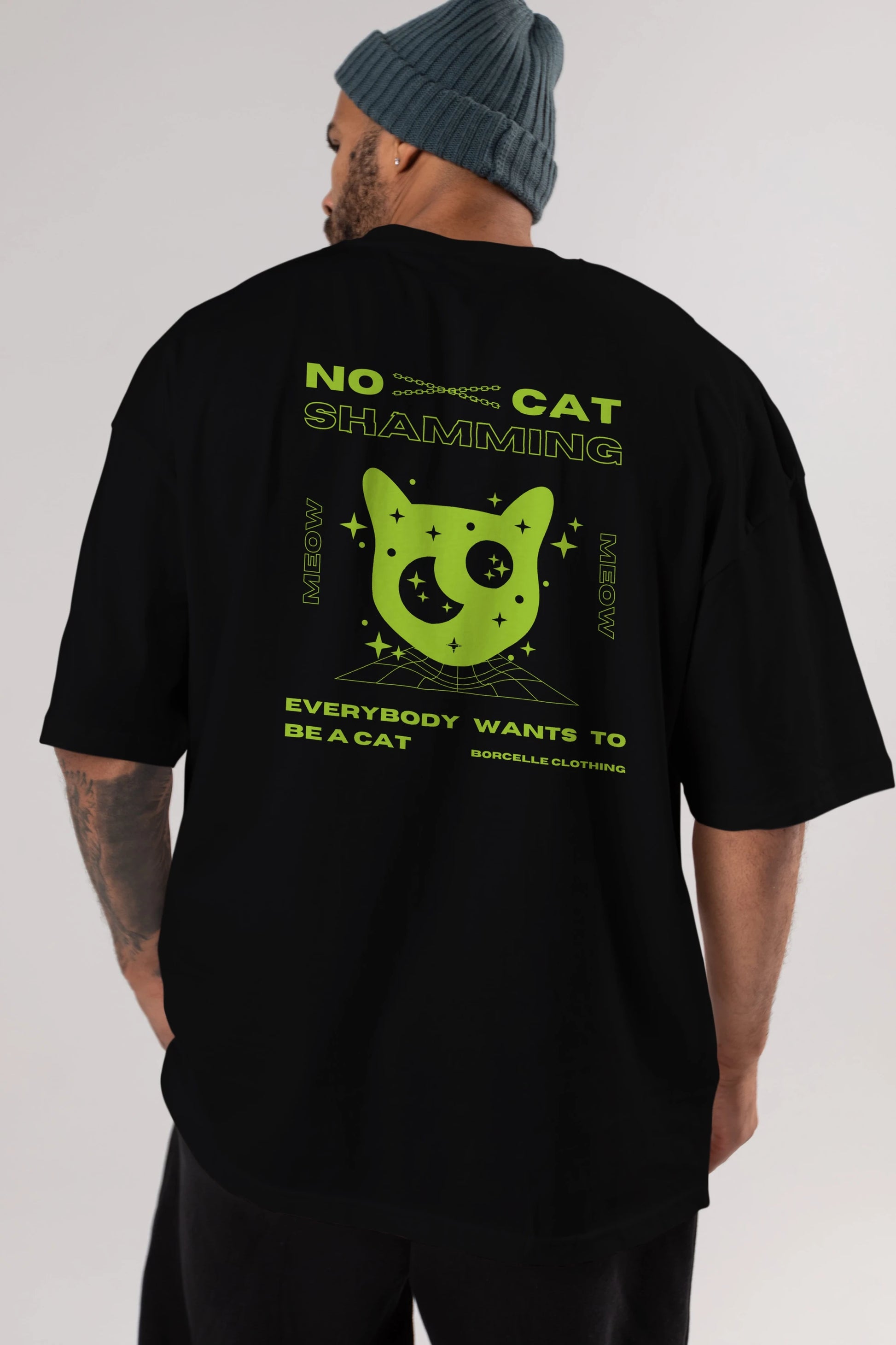 No Cat Shamming Yazılı Arka Baskılı Oversize t-shirt Erkek Kadın Unisex