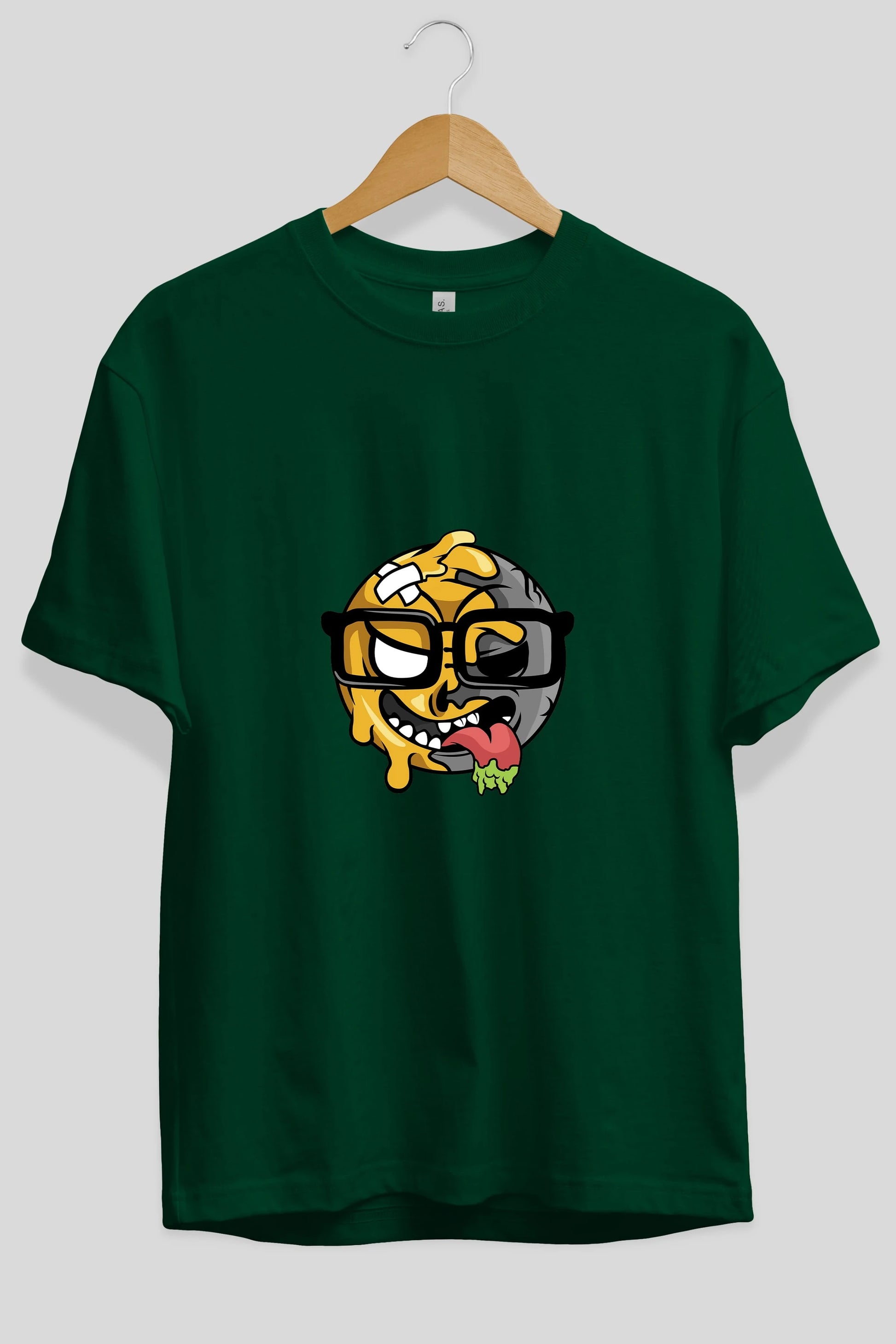 Smiley Nerd Ön Baskılı Oversize t-shirt Erkek Kadın Unisex %100 Pamuk tişort