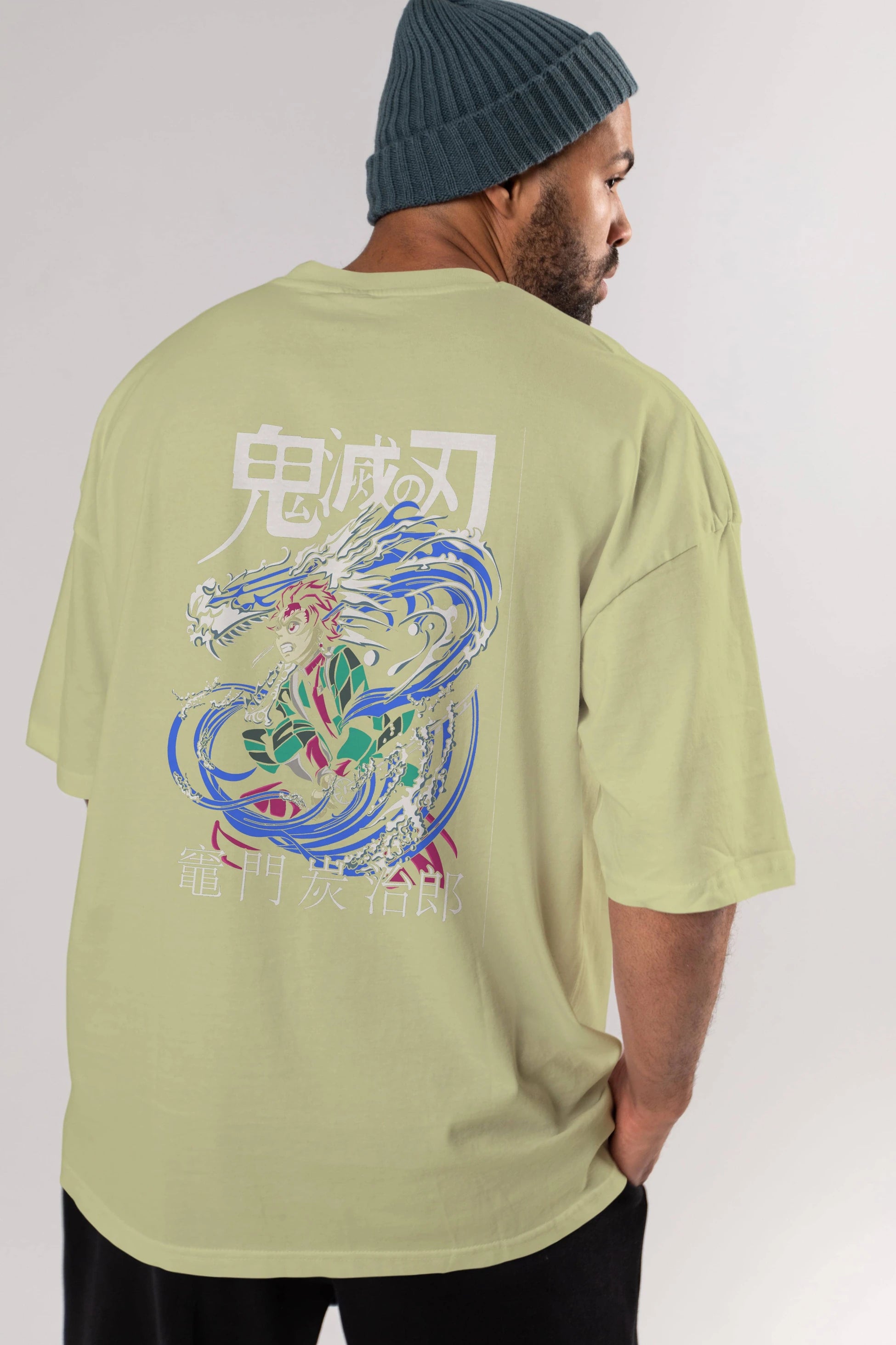 TANJIRO KAMADO 2 Anime Arka Baskılı Oversize t-shirt Erkek Kadın Unisex