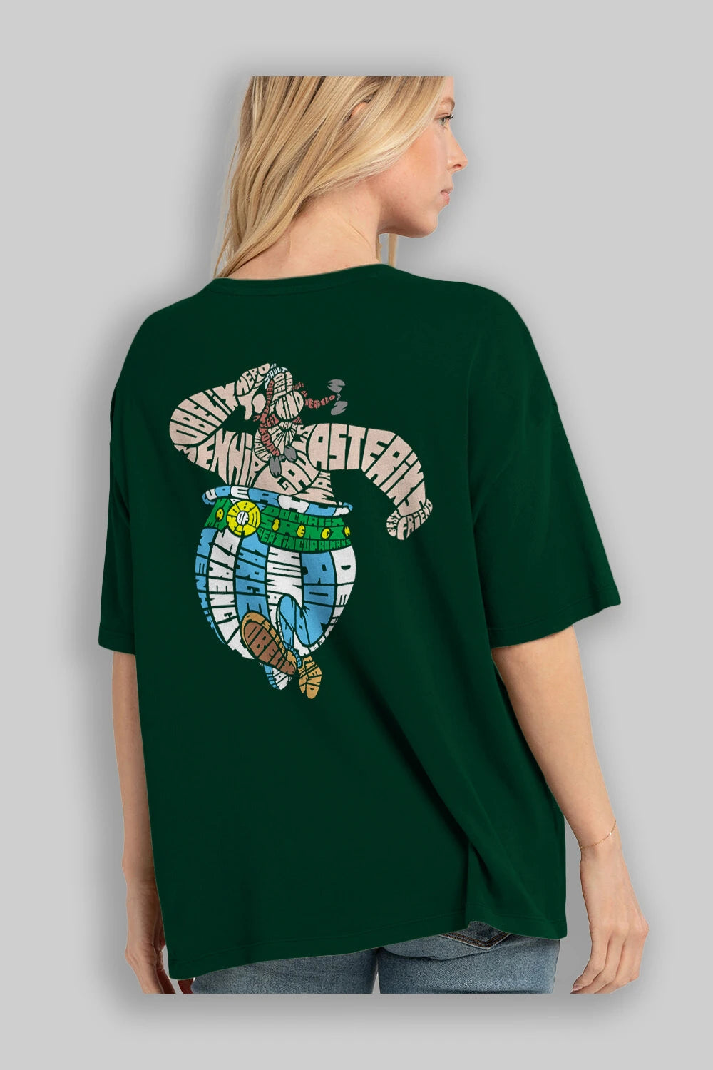 Obelix Arka Baskılı Oversize t-shirt %100 pamuk Erkek Kadın Unisex