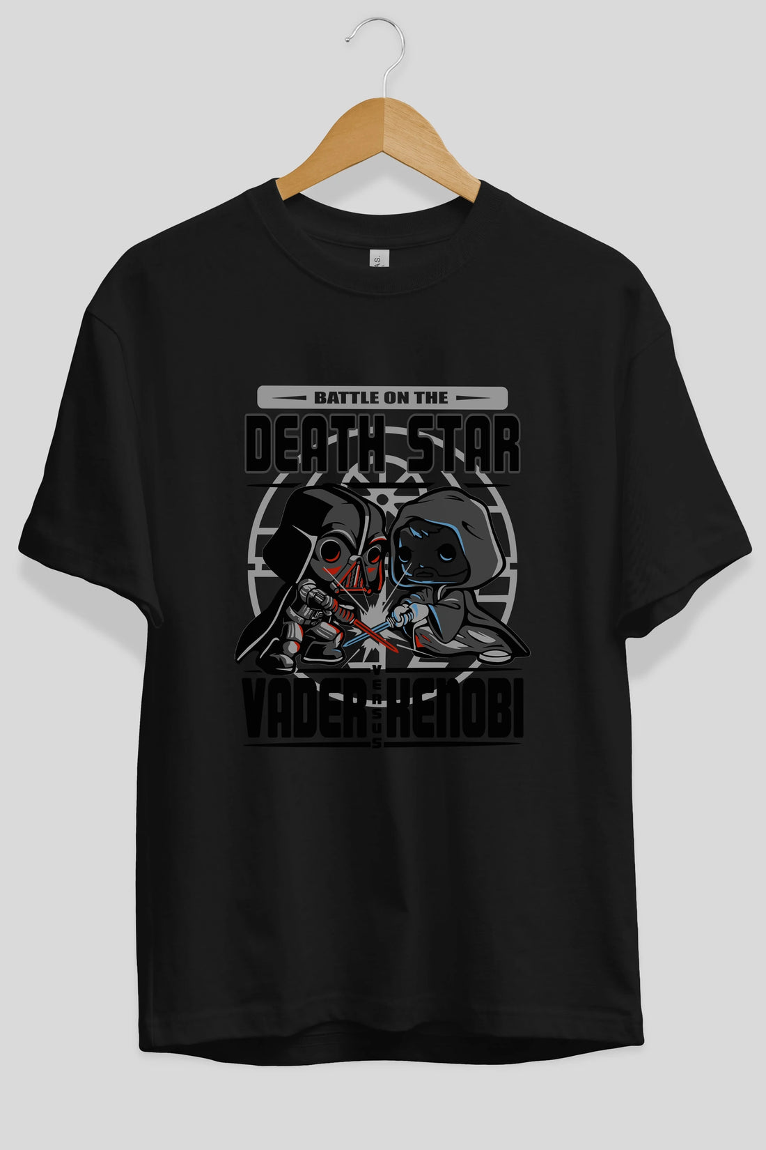 Vader Kenobi Ön Baskılı Oversize t-shirt Erkek Kadın Unisex %100 Pamuk Bisiklet Yaka tişort