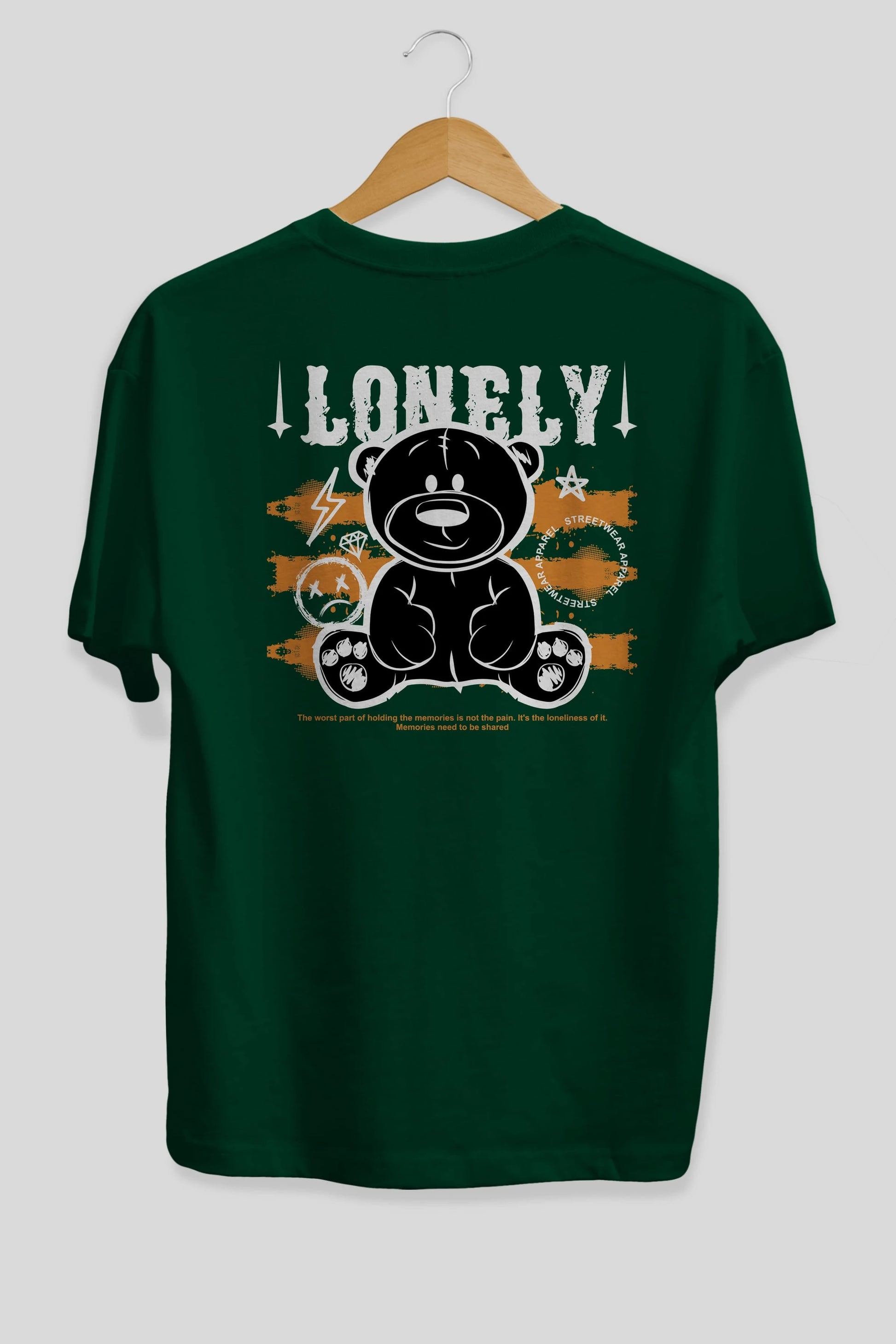 Teddy Bear Lonely Arka Baskılı Oversize t-shirt Erkek Kadın Unisex