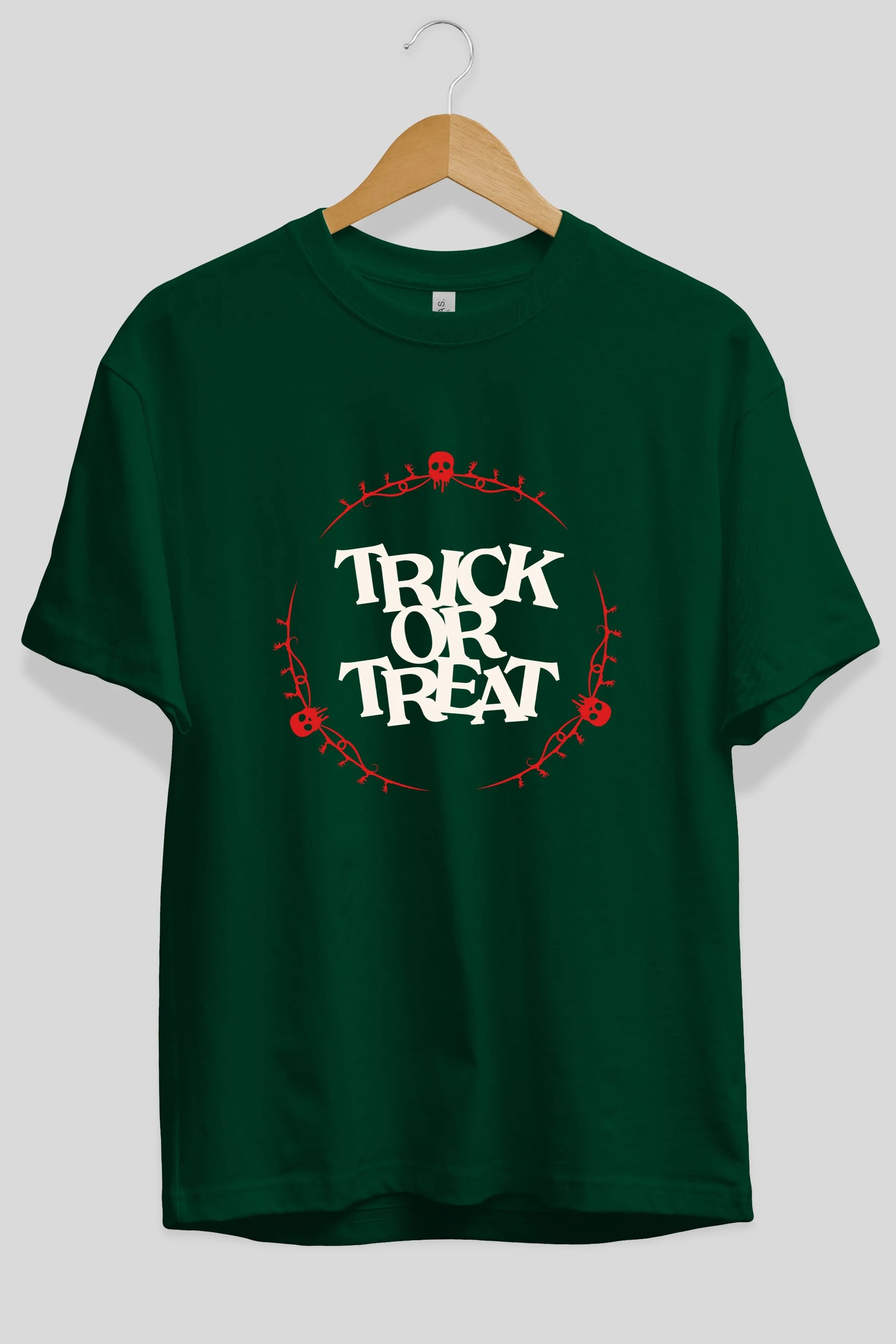 Trick or Treat Yazılı Ön Baskılı Oversize t-shirt Erkek Kadın Unisex