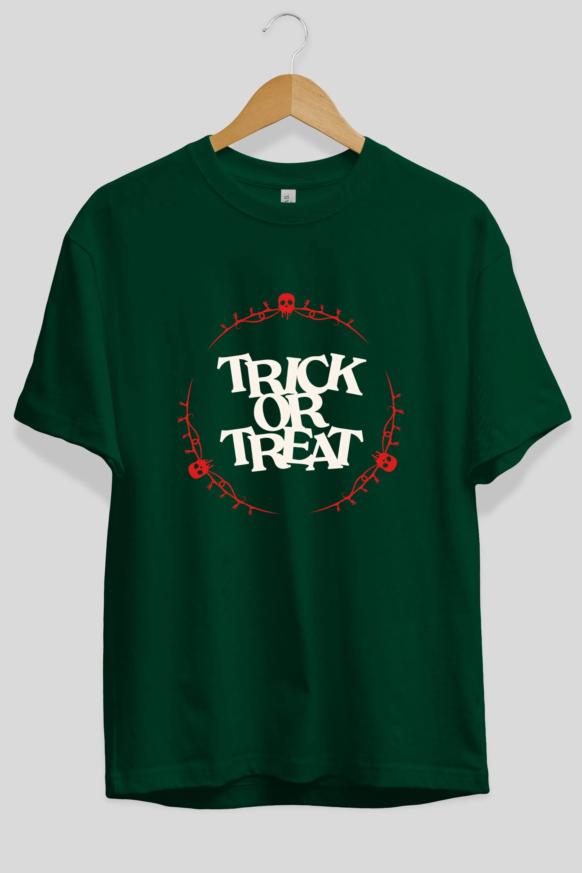 Trick or Treat Yazılı Ön Baskılı Oversize t-shirt Erkek Kadın Unisex