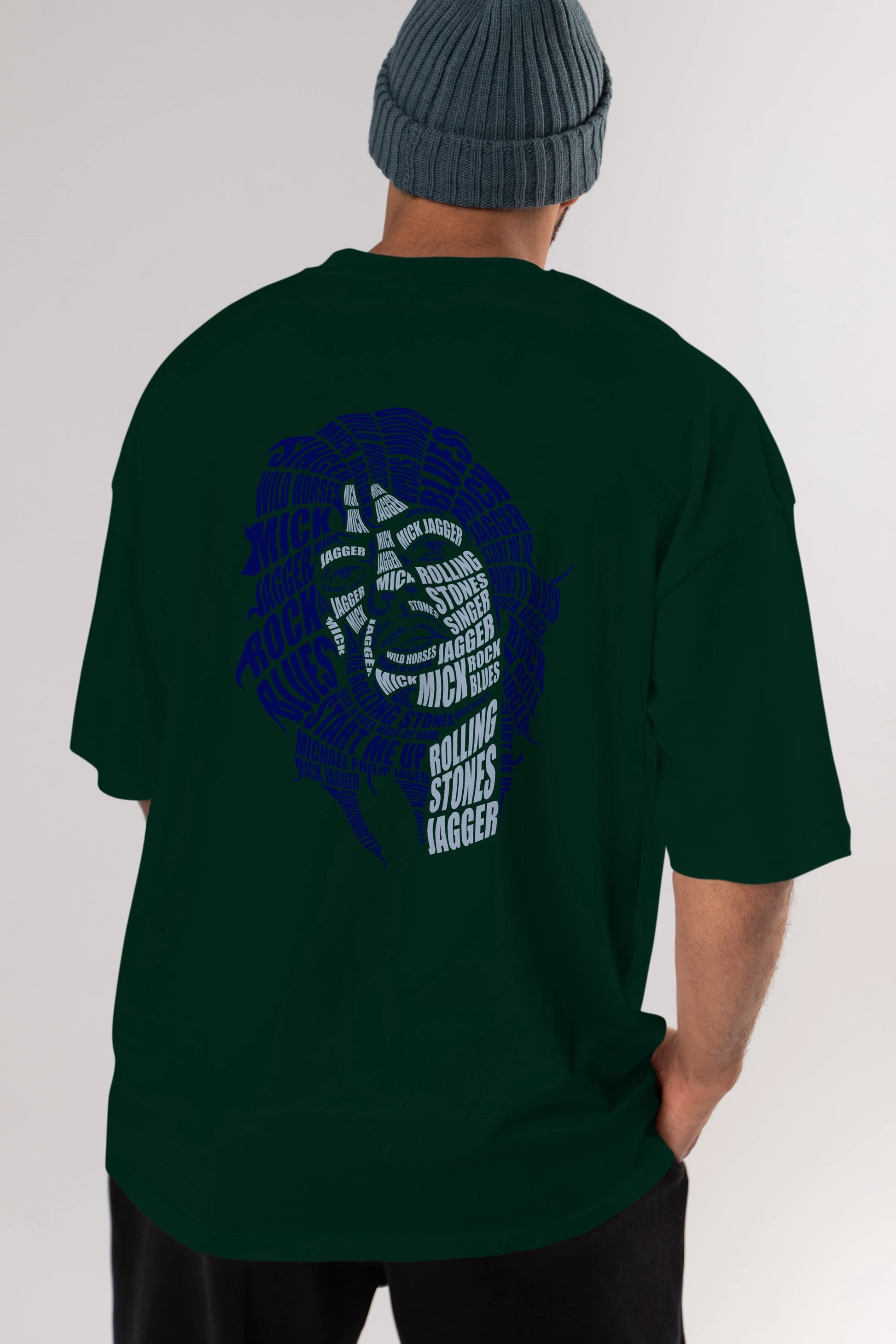 Mick Jagger Calligram Arka Baskılı Oversize t-shirt %100 pamuk Erkek Kadın Unisex