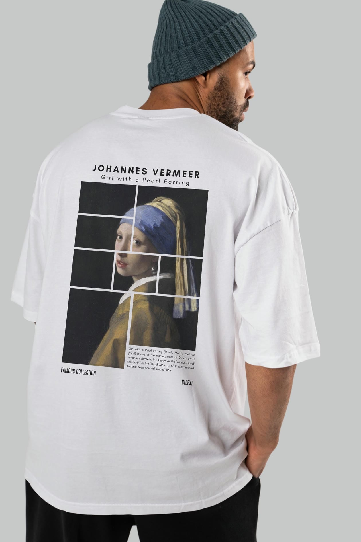 Johannes Vermeer Arka Baskılı Oversize t-shirt Erkek Kadın Bisiklet Yaka Pamuk tişort