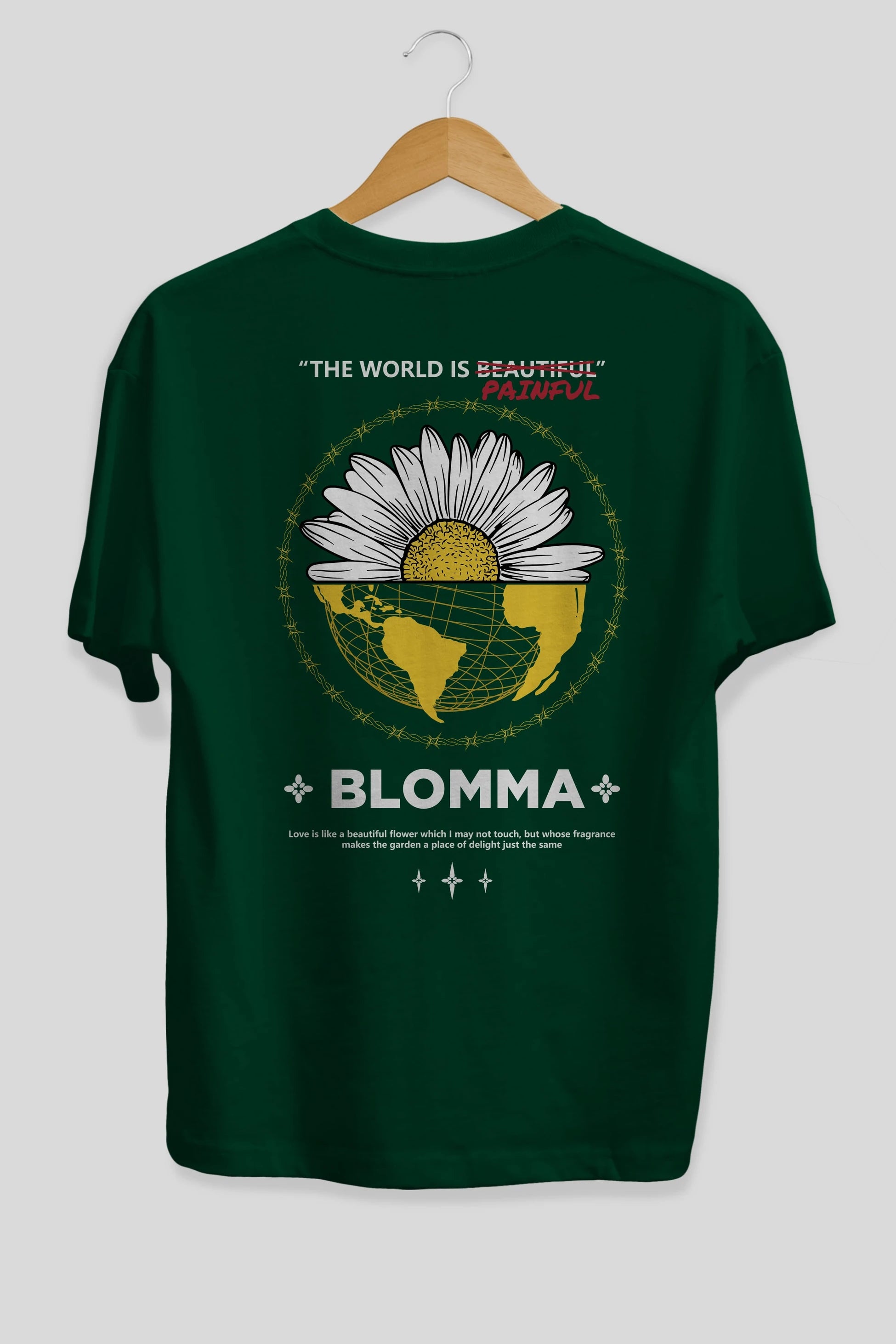 Blomma Arka Baskılı Oversize t-shirt Erkek Kadın Unisex
