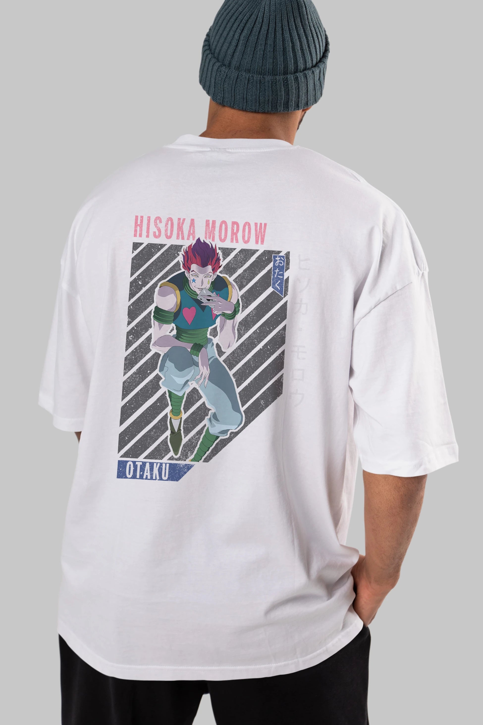 Hisoka Morow 2 2 Anime Arka Baskılı Oversize t-shirt Erkek Kadın Unisex