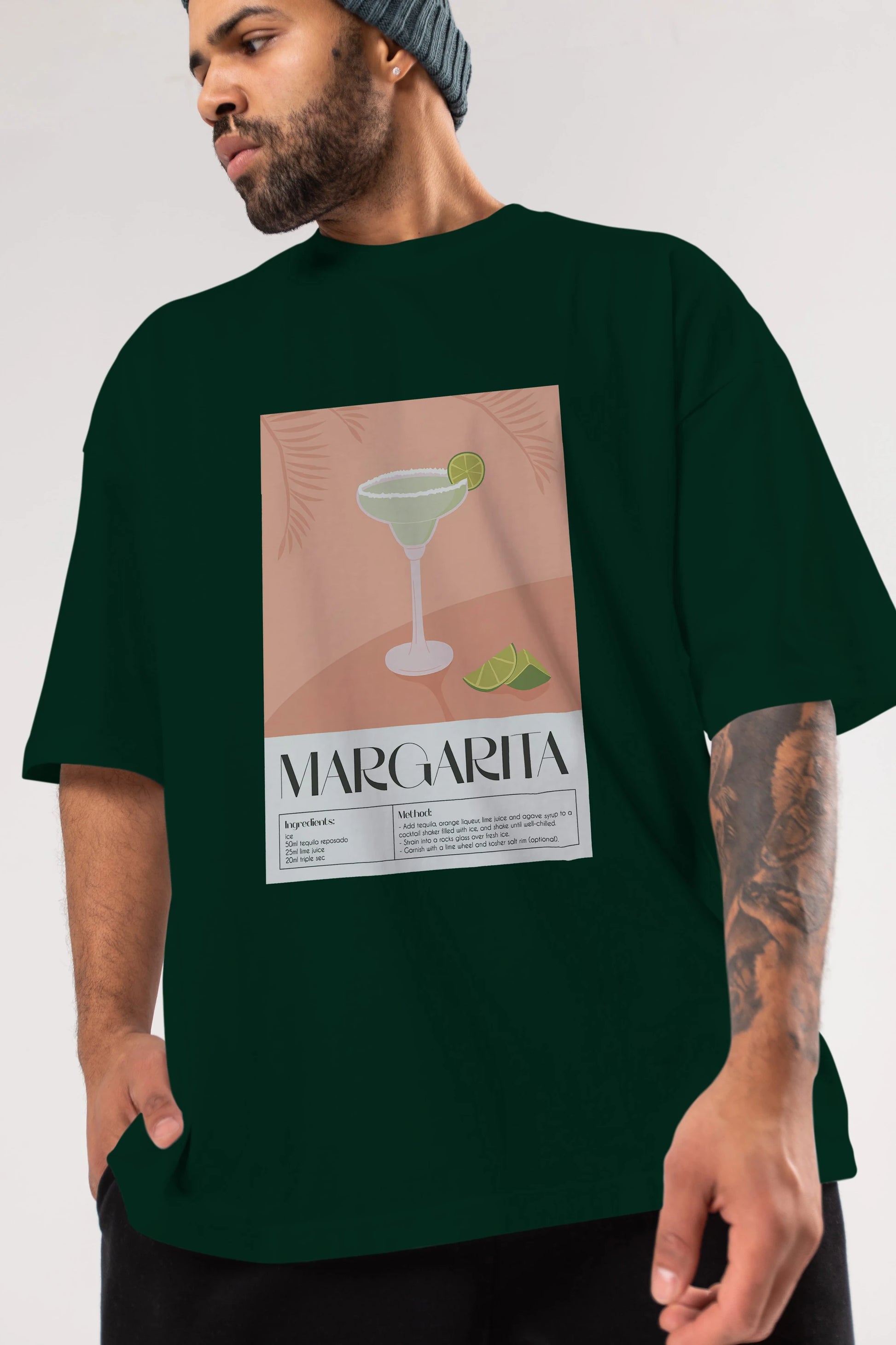 Margarita 5 Ön Baskılı Oversize t-shirt Erkek Kadın Unisex %100 Pamuk Bisiklet Yaka tişort