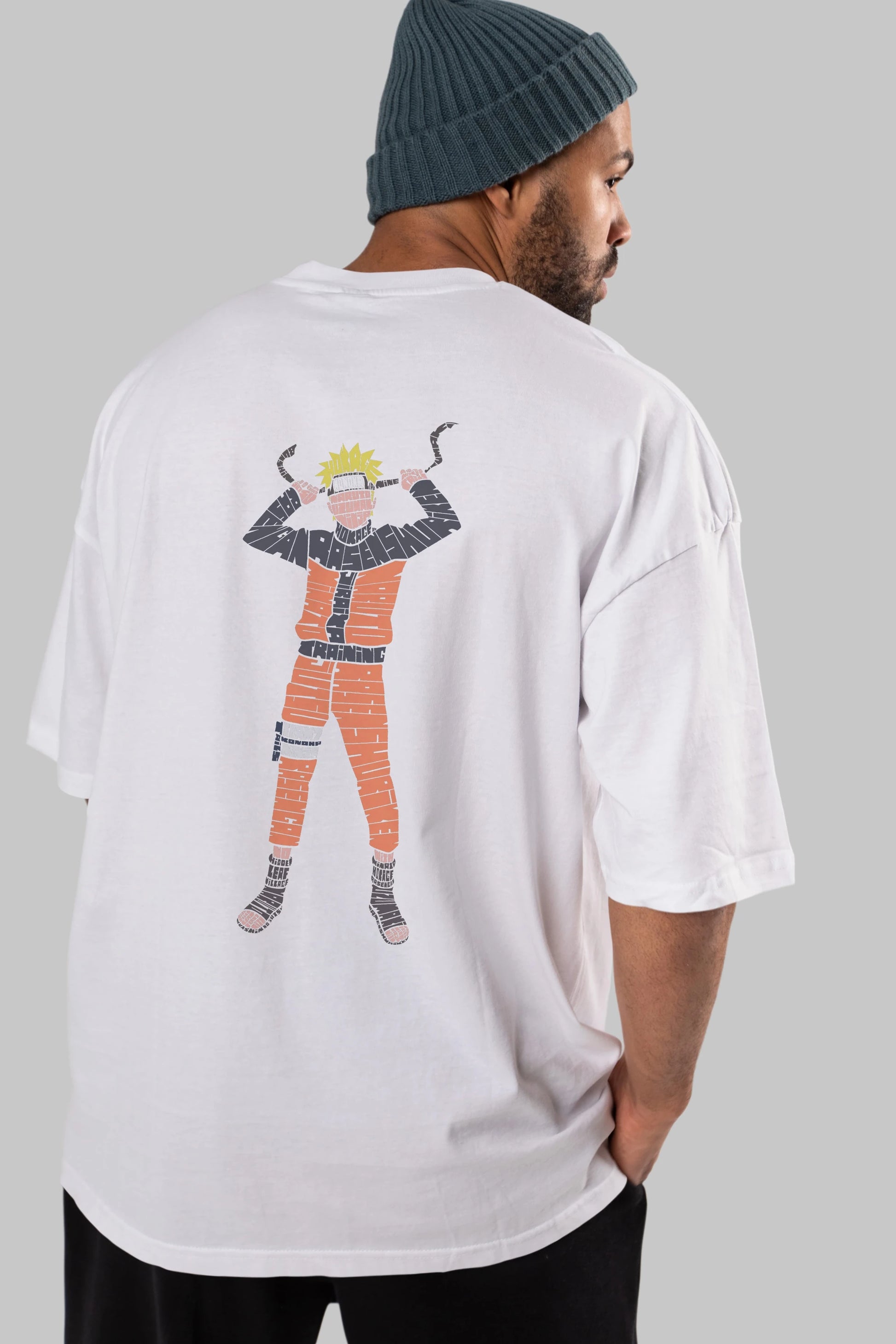 Naruto Arka Baskılı Oversize t-shirt %100 pamuk Erkek Kadın Unisex