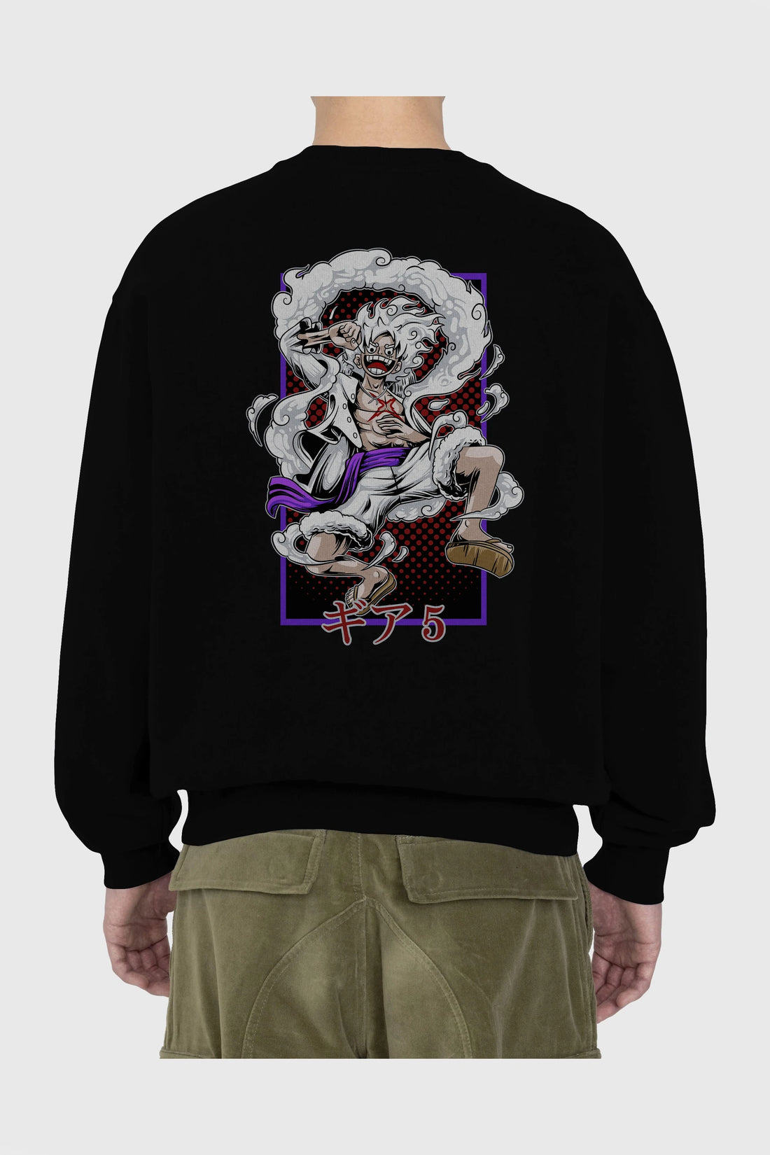 MONKEY D. LUFFY GEAR5 Anime Arka Baskılı Oversize Sweatshirt Erkek Kadın Unisex