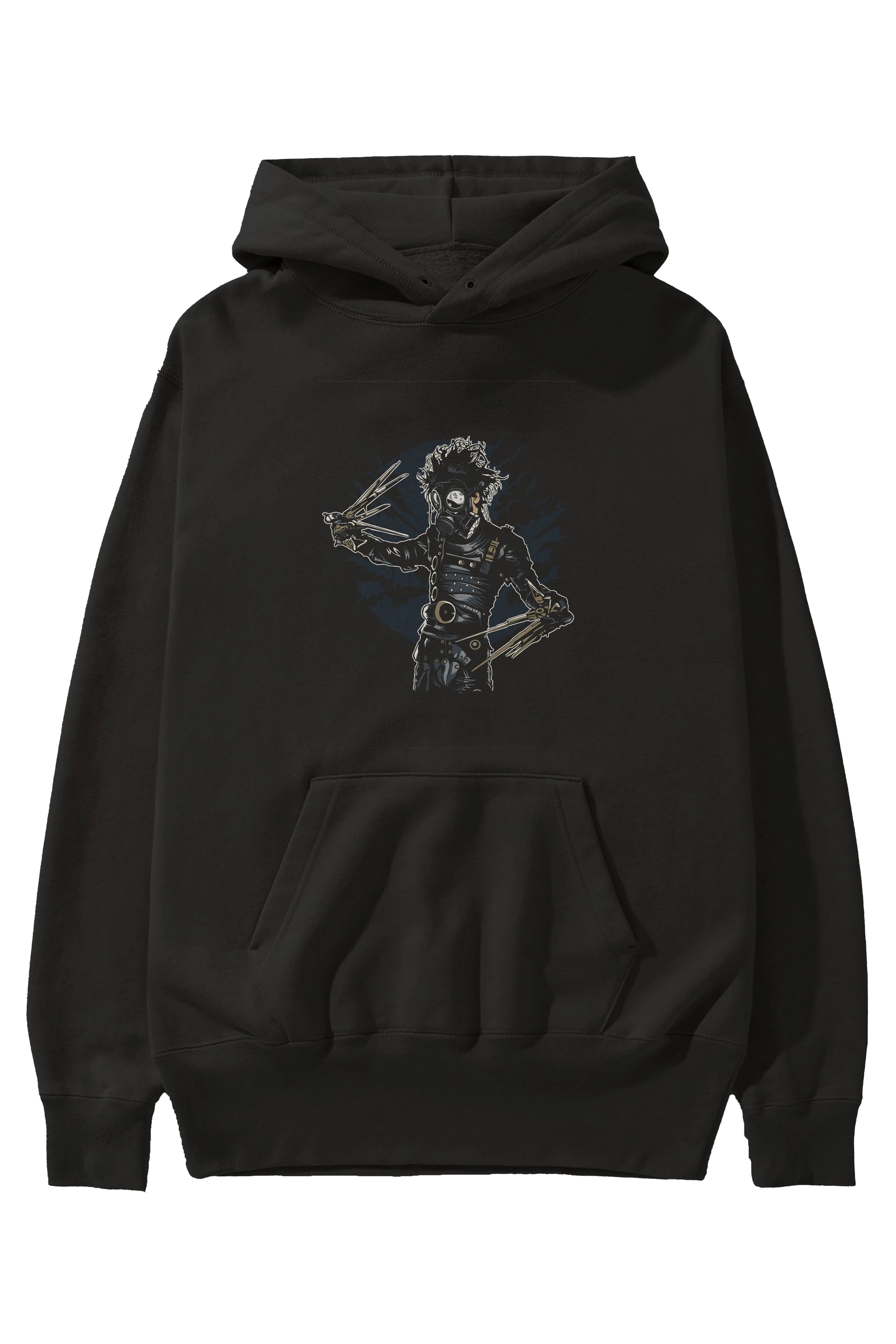 Gas Mask Scissors Ön Baskılı Hoodie Oversize Kapüşonlu Sweatshirt Erkek Kadın Unisex