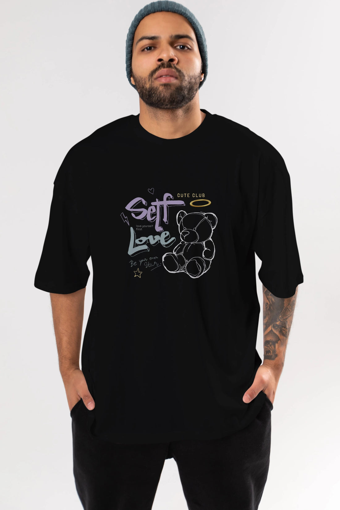Self Love Bear Ön Baskılı Oversize t-shirt Erkek Kadın Unisex