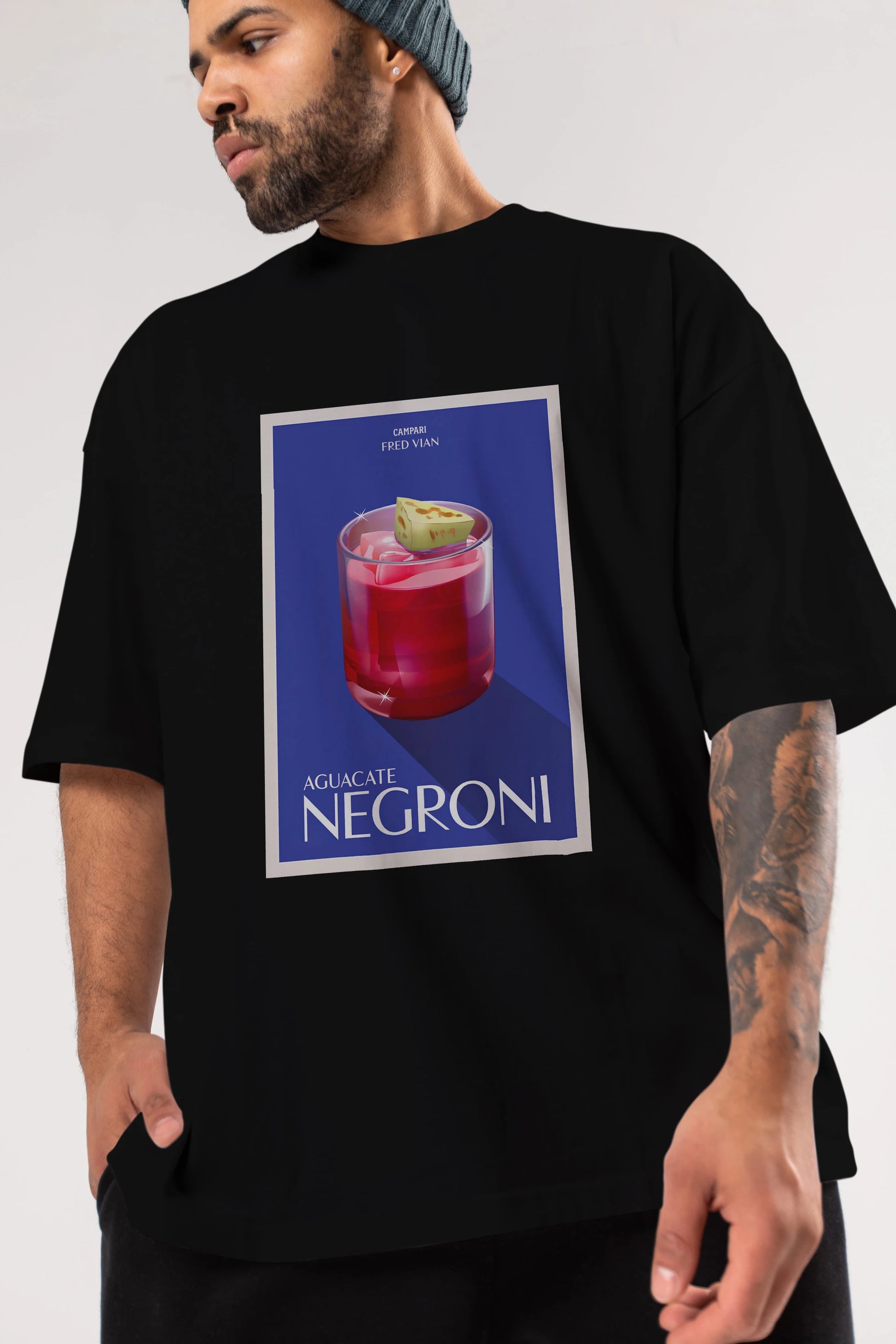 Aguacate Negroni Ön Baskılı Oversize t-shirt Erkek Kadın Unisex %100 Pamuk Bisiklet Yaka tişort