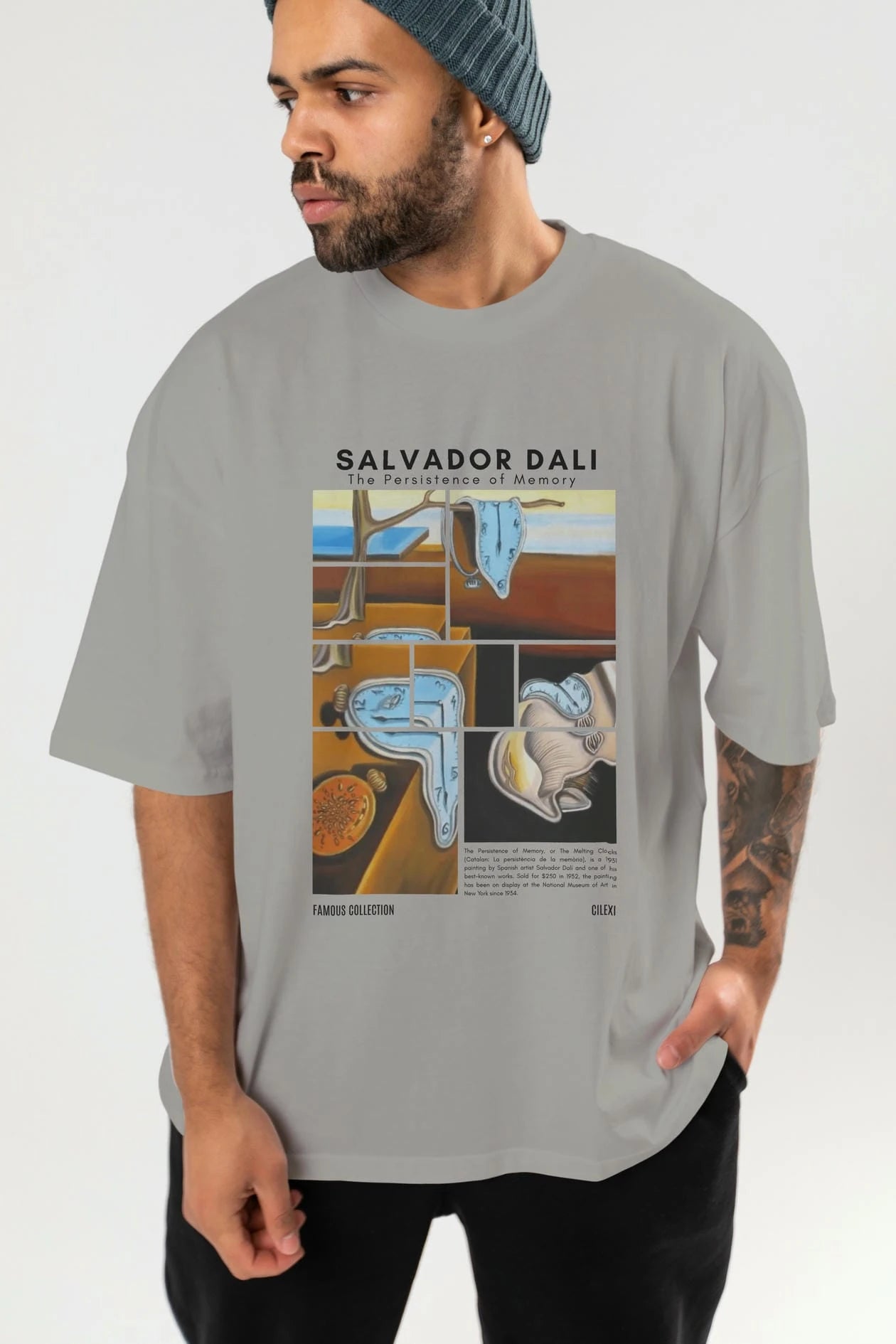 Salvador Dali ön Baskılı Oversize t-shirt Erkek Kadın Bisiklet Yaka Pamuk tişort