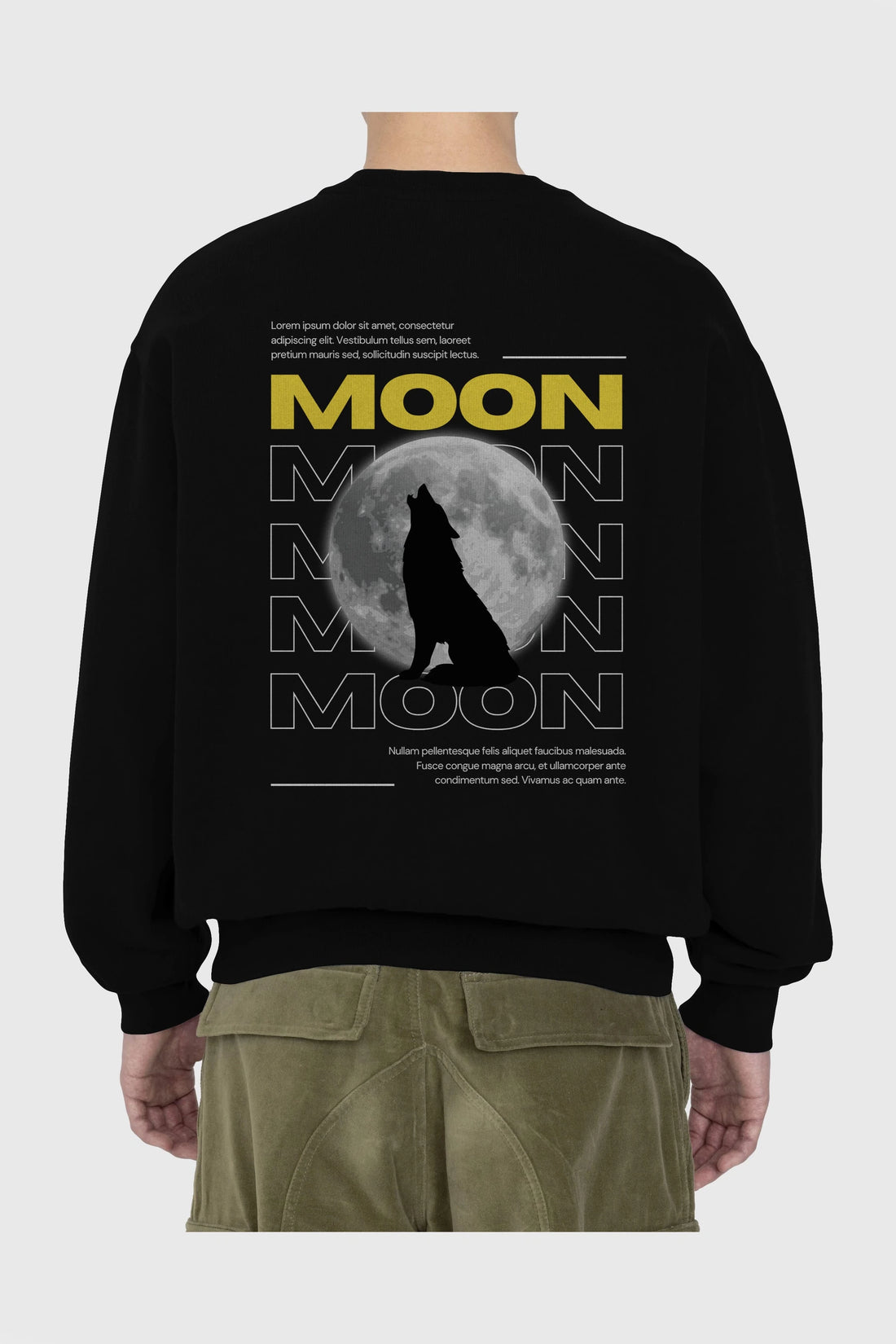 Moon Arka Baskılı Oversize Sweatshirt Erkek Kadın Unisex