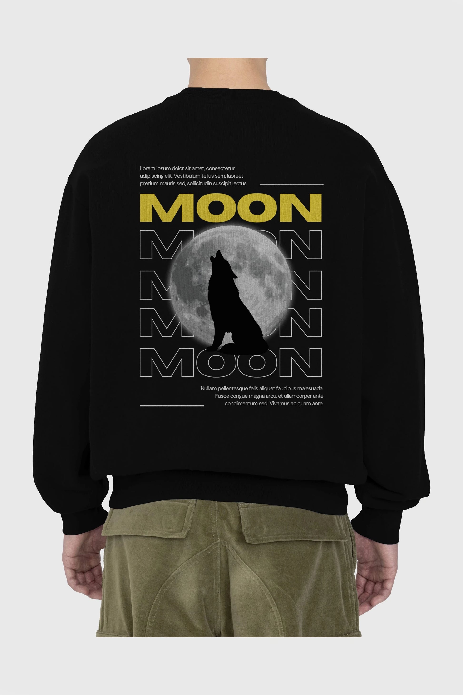 Moon Arka Baskılı Oversize Sweatshirt Erkek Kadın Unisex