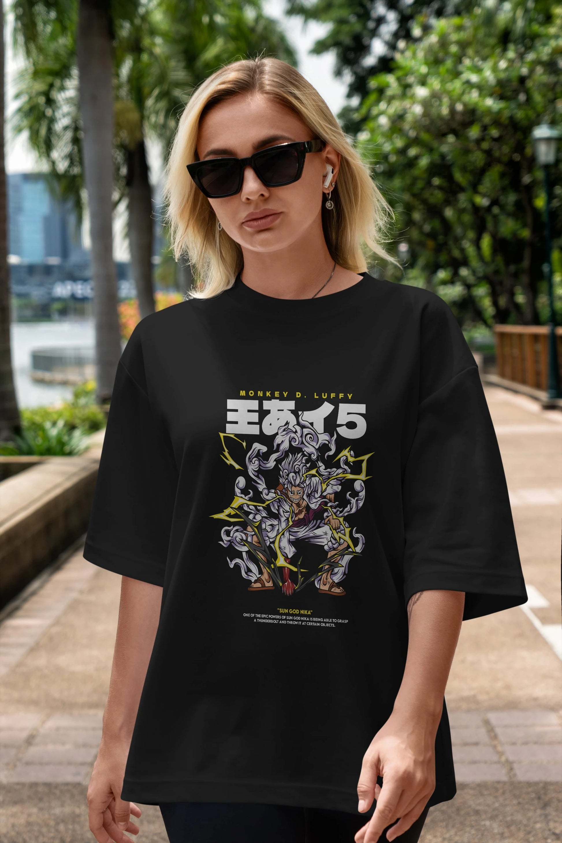 Monkey D. Luffy Anime Ön Baskılı Oversize t-shirt %100 pamuk Erkek Kadın Unisex