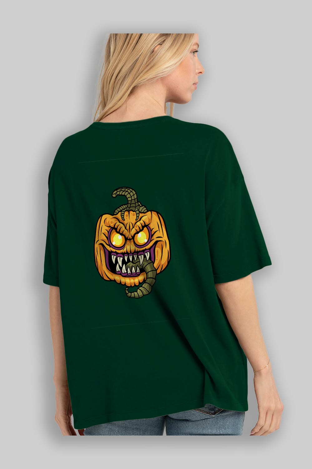 Halloween Arka Baskılı Oversize t-shirt Erkek Kadın Unisex %100 Pamuk tişort