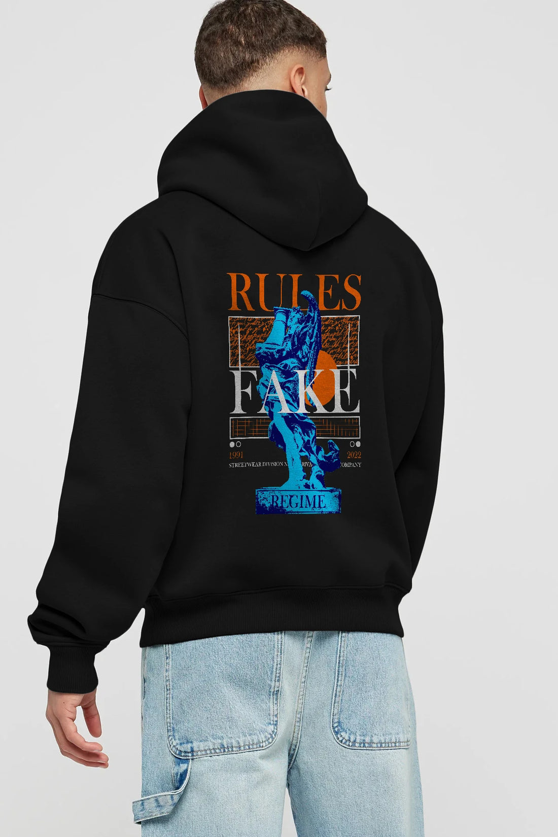 Rules Fake Arka Baskılı Hoodie Oversize Kapüşonlu Sweatshirt Erkek Kadın Unisex