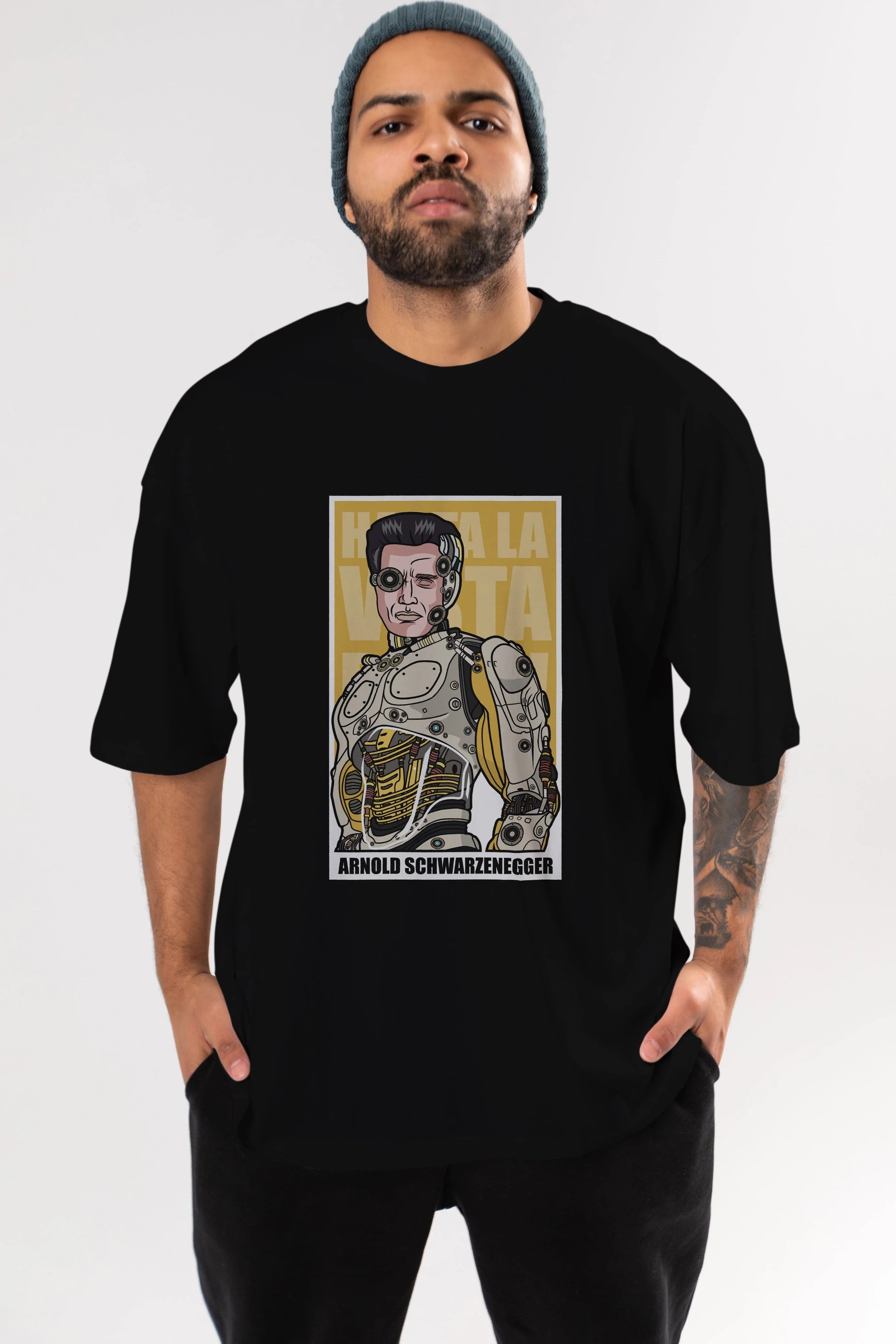 Arnold Robot Human Ön Baskılı Oversize t-shirt Erkek Kadın Unisex %100 Pamuk tişort