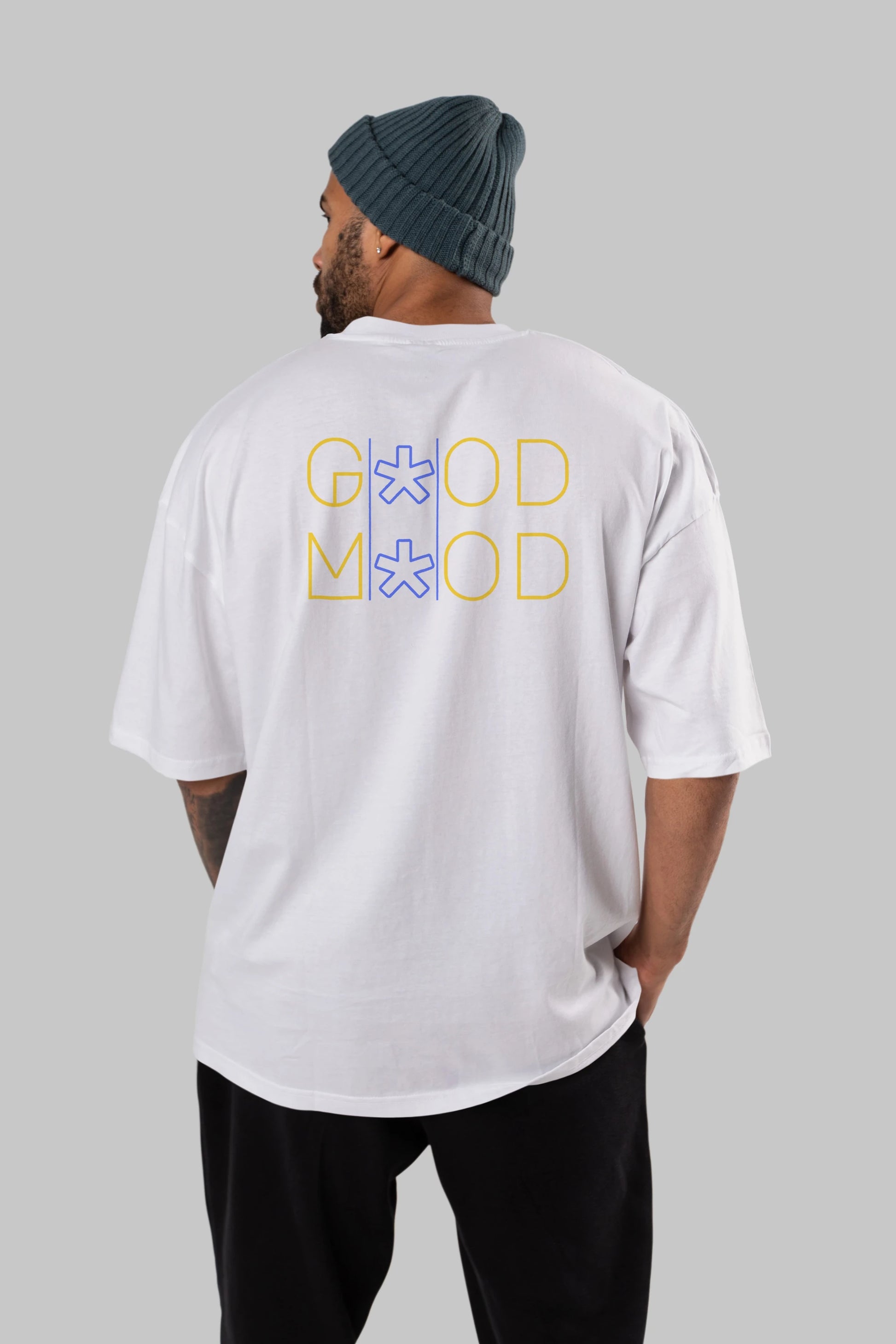 Good Mood Yazılı Arka Baskılı Oversize t-shirt Erkek Kadın Unisex