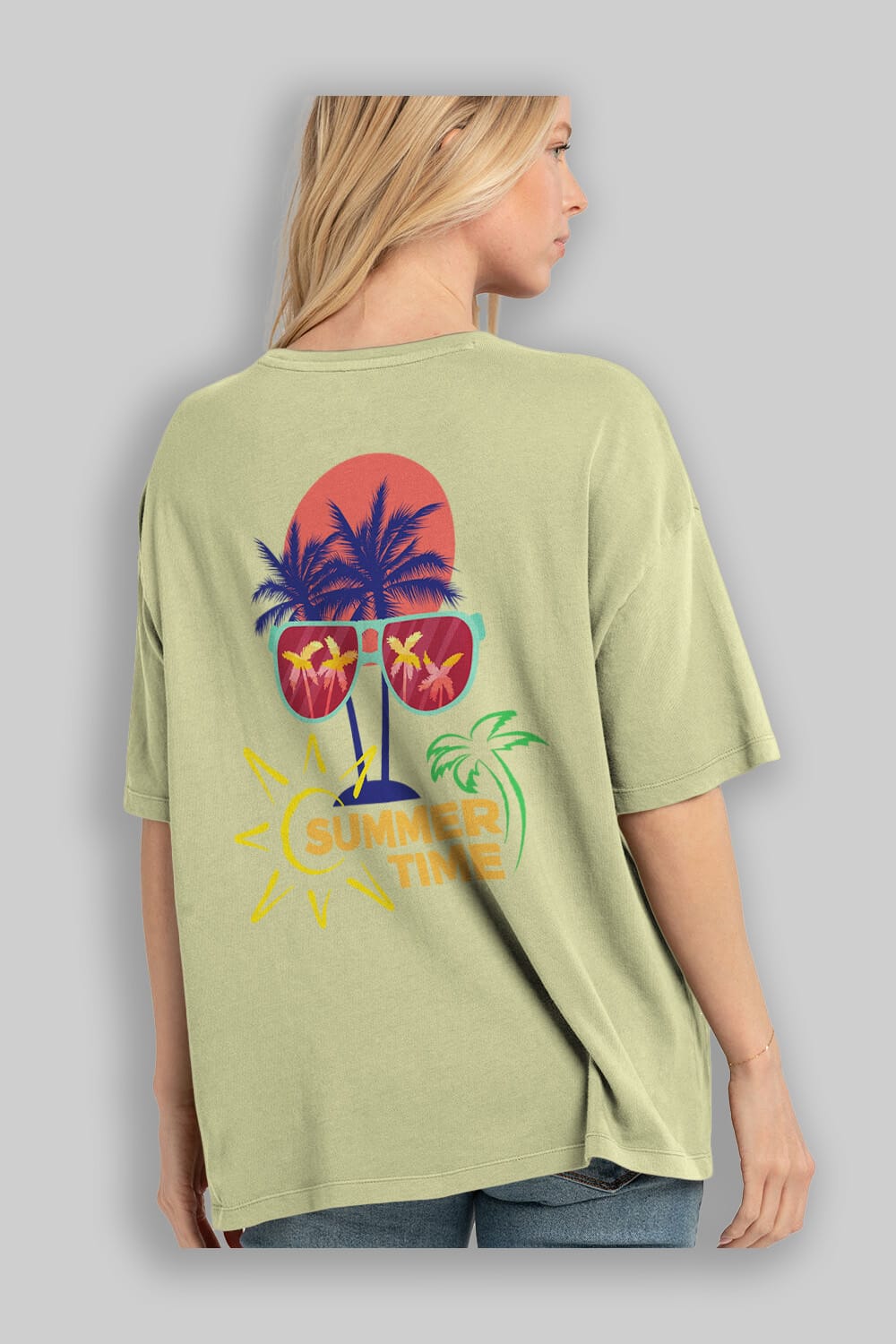 Summer Time Yazılı Arka Baskılı Oversize t-shirt Erkek Kadın Unisex
