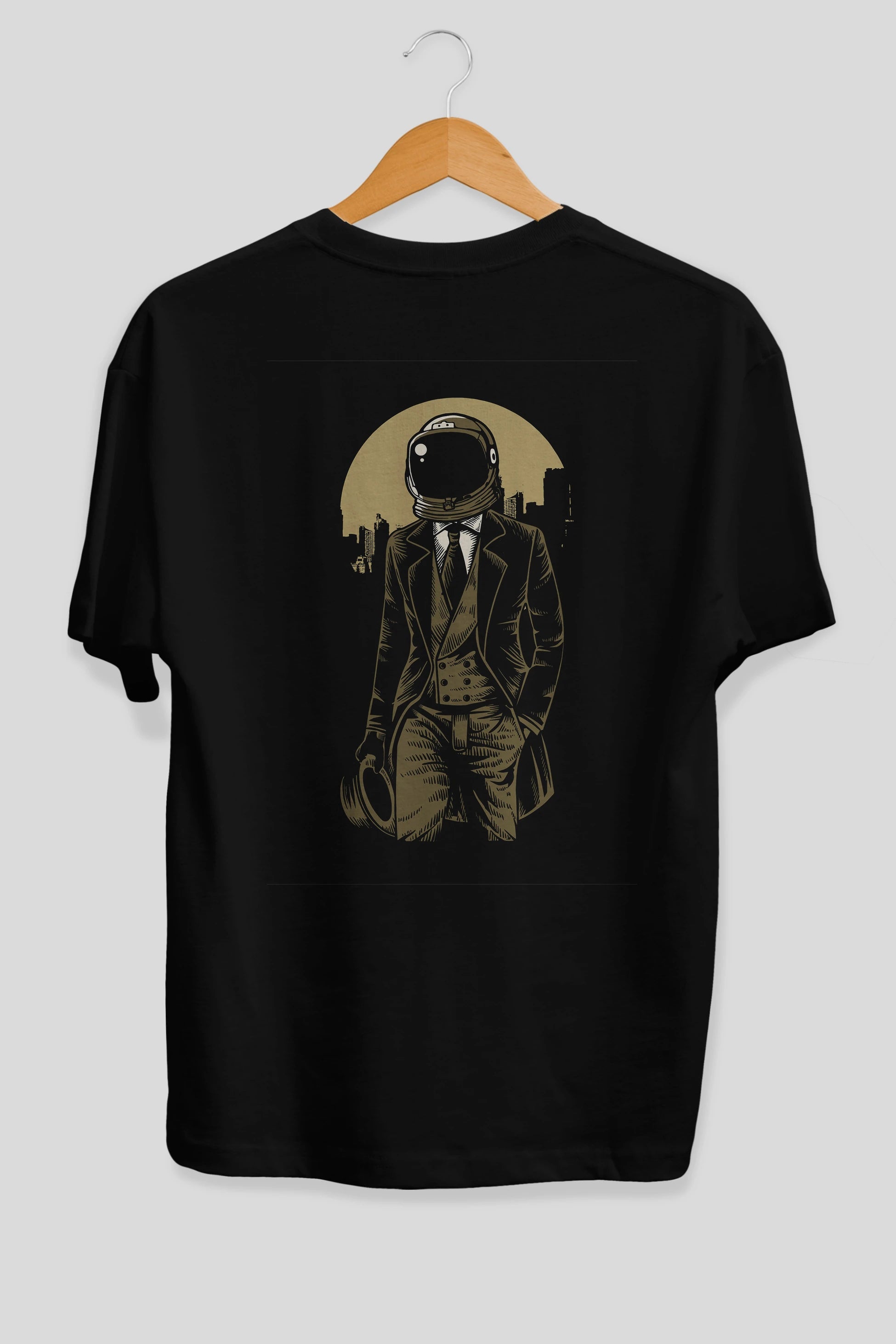 Classic Astronaut Arka Baskılı Oversize t-shirt Erkek Kadın Unisex %100 Pamuk