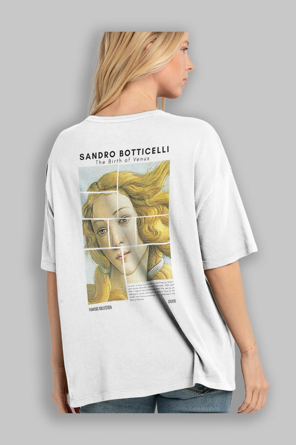 Sandro Botticelli Arka Baskılı Oversize t-shirt Erkek Kadın Bisiklet Yaka Pamuk tişort