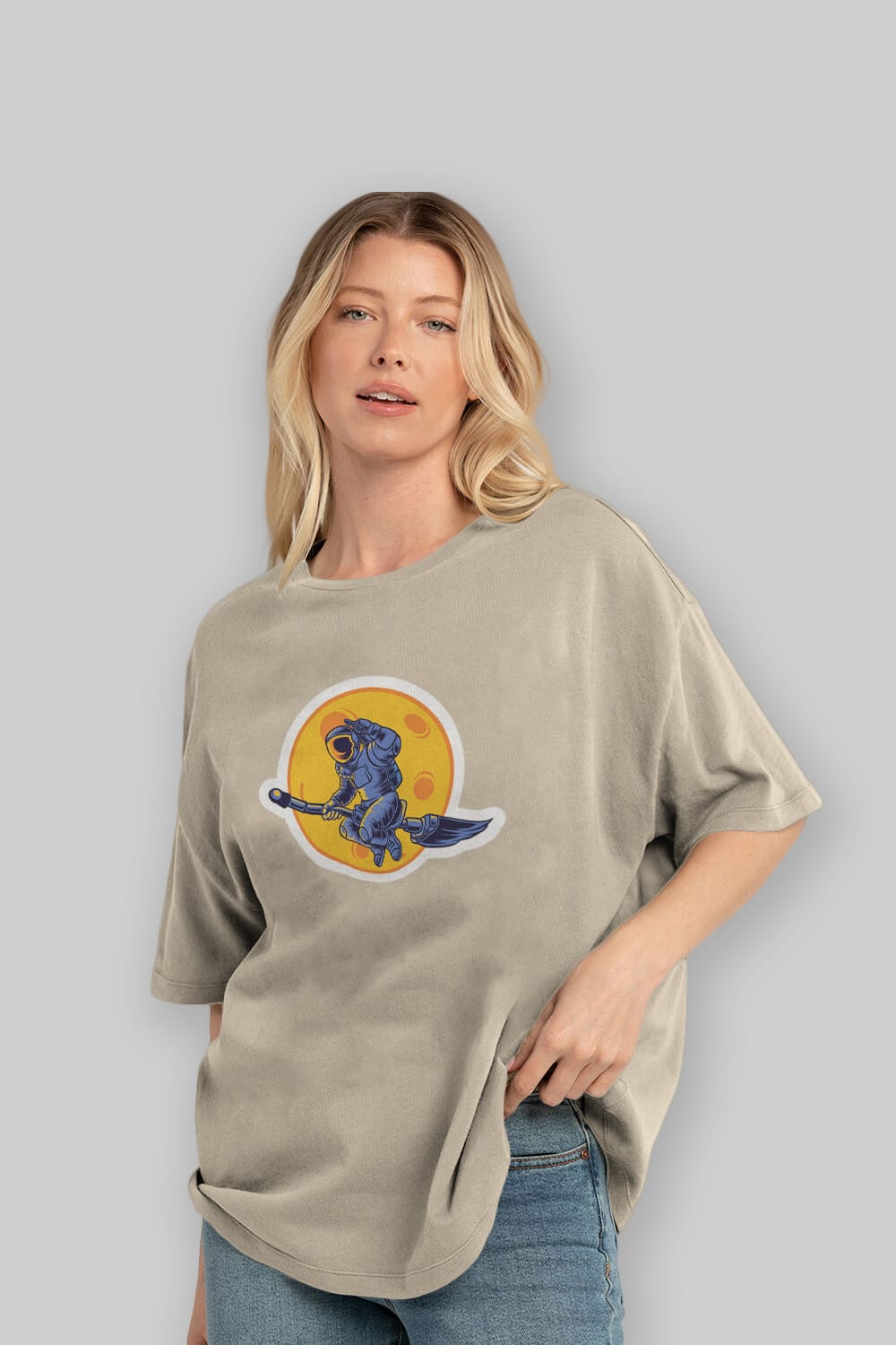 Space Witch Sticker Ön Baskılı Oversize t-shirt Erkek Kadın Unisex