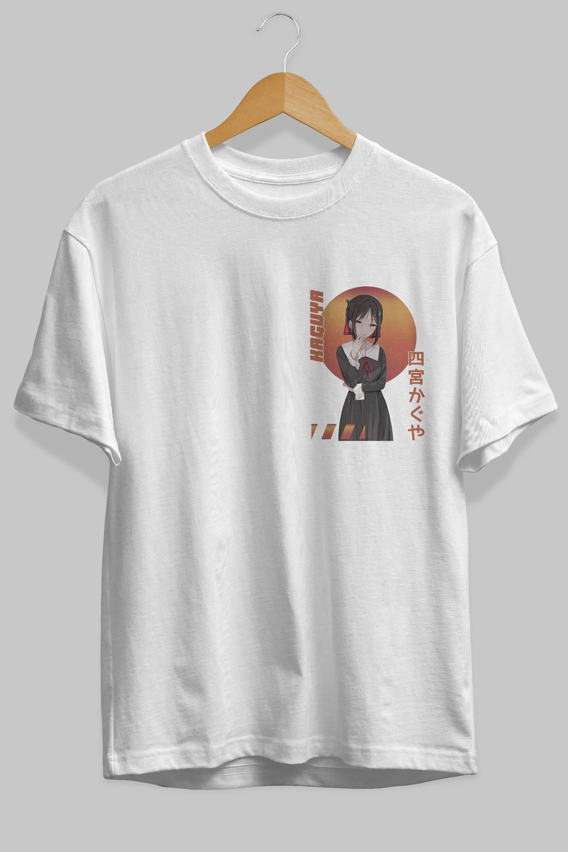 Kaguya Shinomiya 5 Ön Sol Baskılı Oversize t-shirt Erkek Kadın Unisex %100 Pamuk Bisiklet Yaka tişort