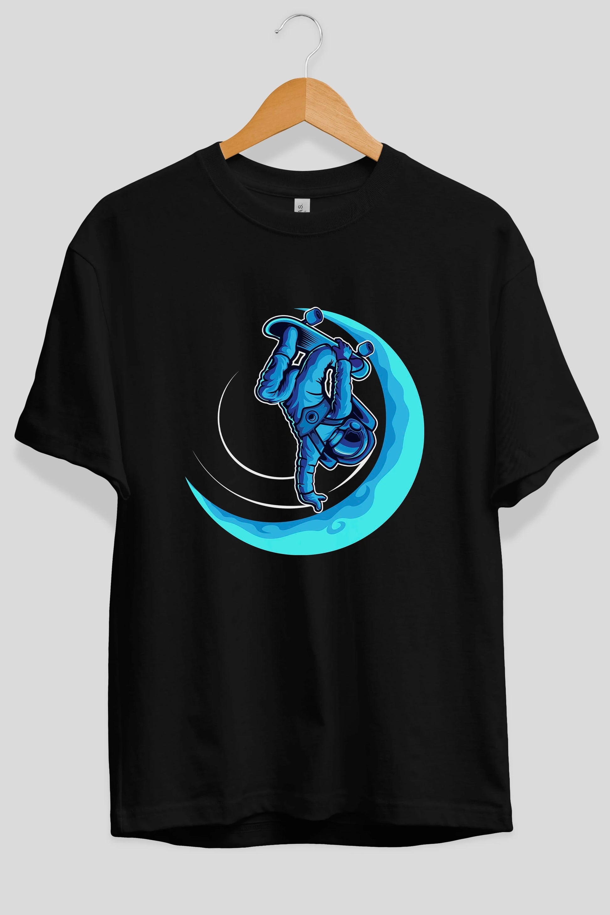 Skating on the moon Ön Baskılı Oversize t-shirt Erkek Kadın Unisex
