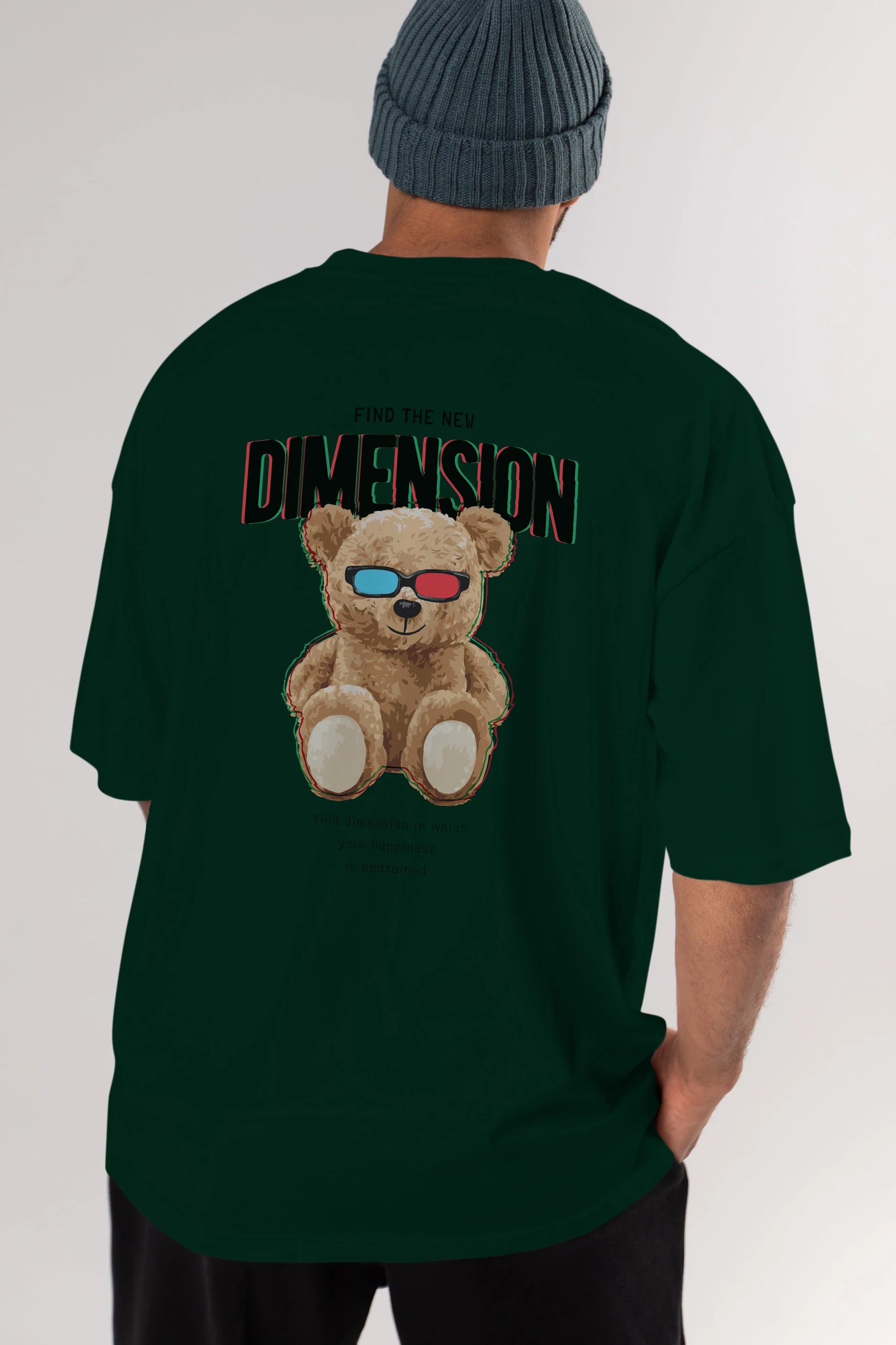 Teddy Bear Dimension Arka Baskılı Oversize t-shirt Erkek Kadın Unisex %100 Pamuk