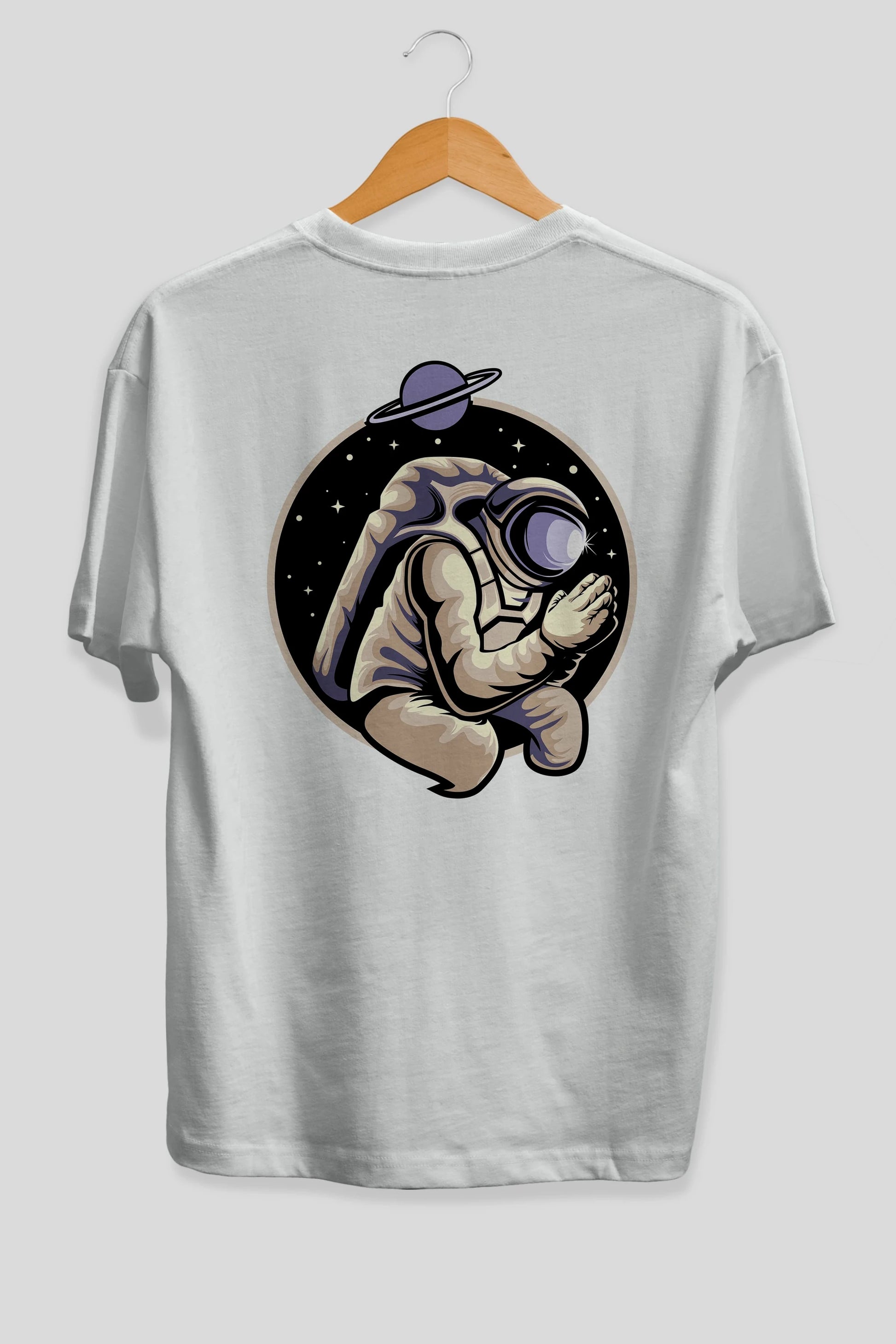 Astronaut Praying Arka Baskılı Oversize t-shirt Erkek Kadın Unisex