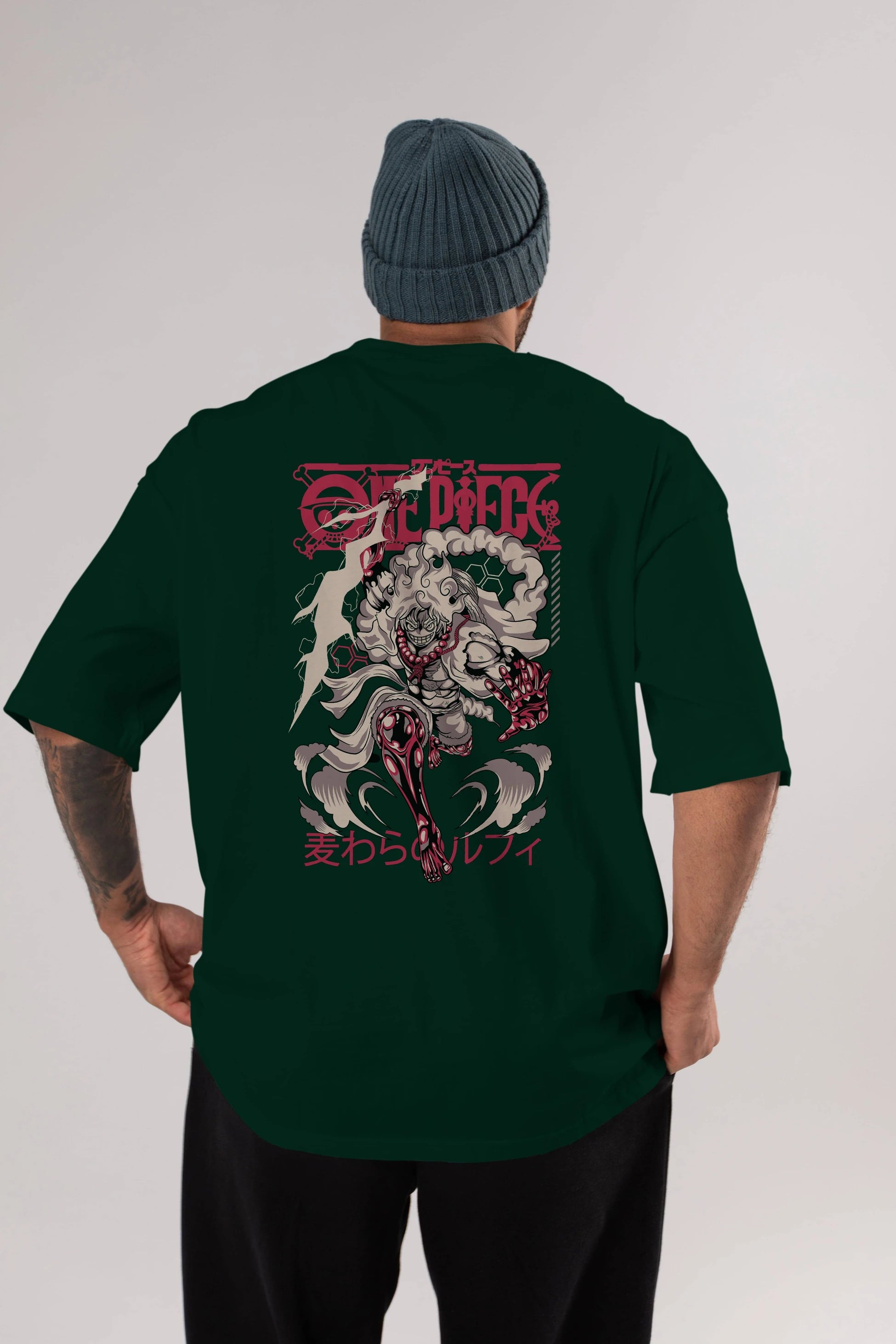 MONKEY D. LUFF-ONE PIECE 1 Anime Arka Baskılı Oversize t-shirt Erkek Kadın Unisex