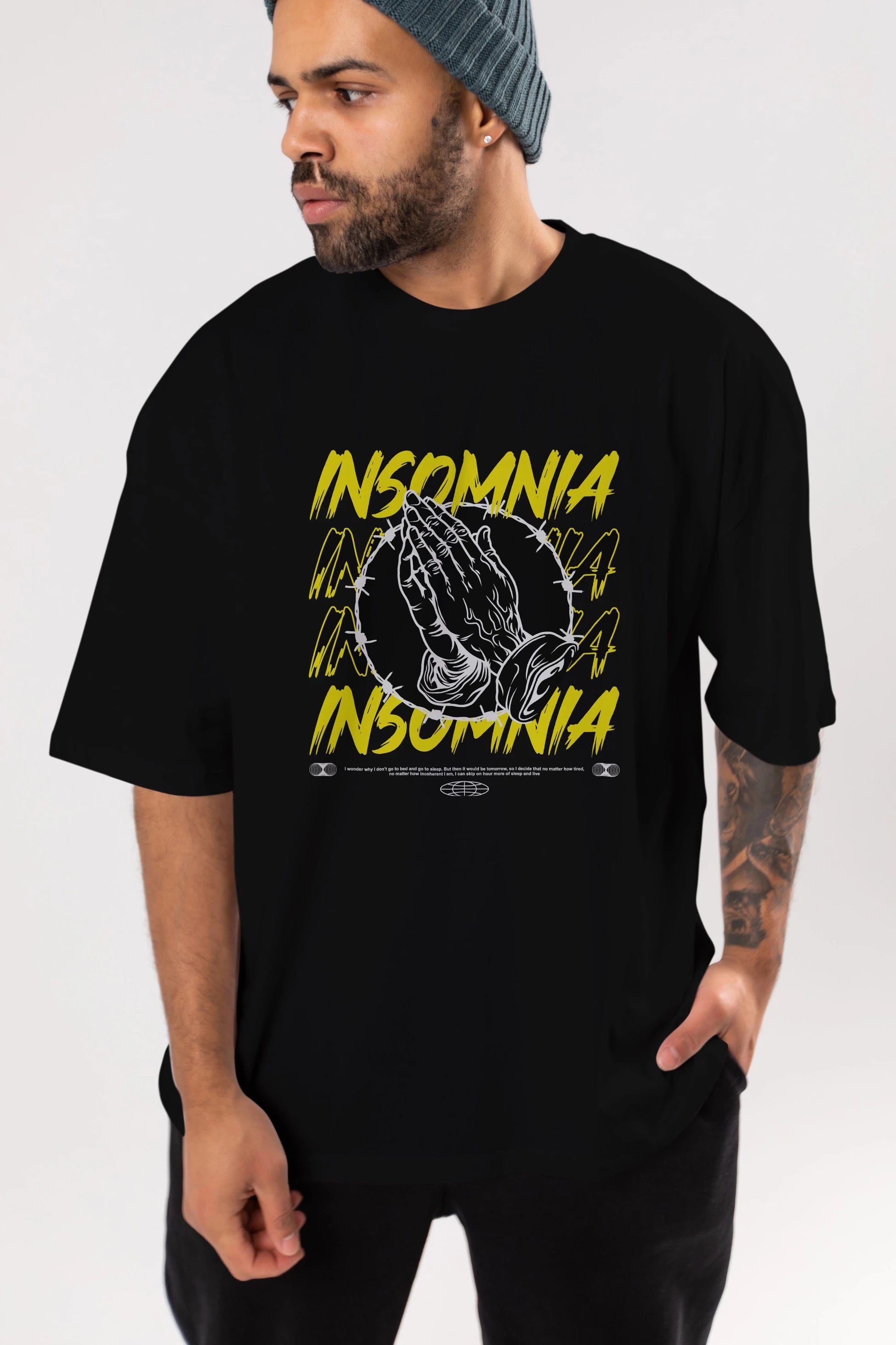 Insomnia Streetwear Ön Baskılı Oversize t-shirt Erkek Kadın Unisex
