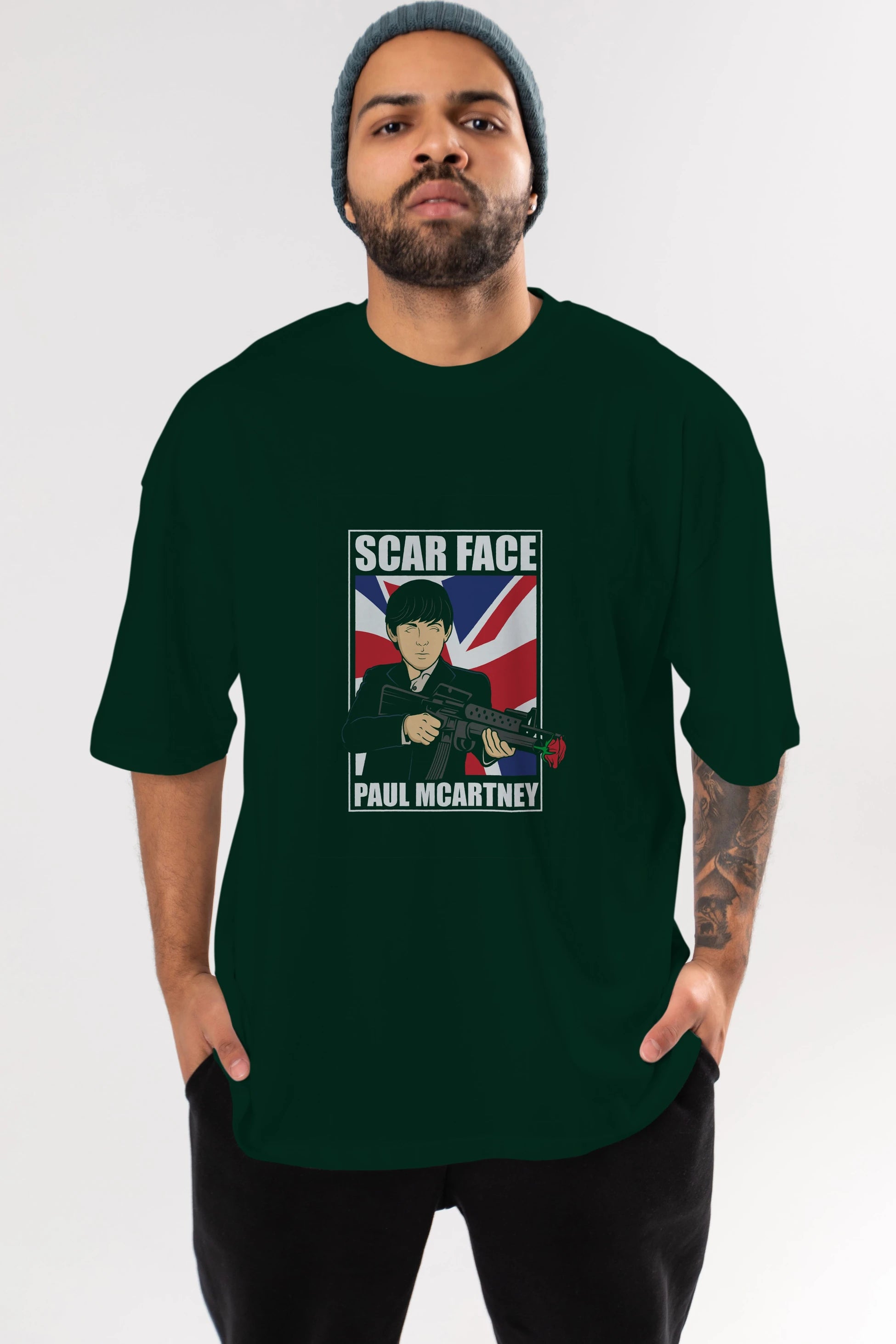 Paul Mccartney Scar Face Ön Baskılı Oversize t-shirt Erkek Kadın Unisex %100 Pamuk tişort