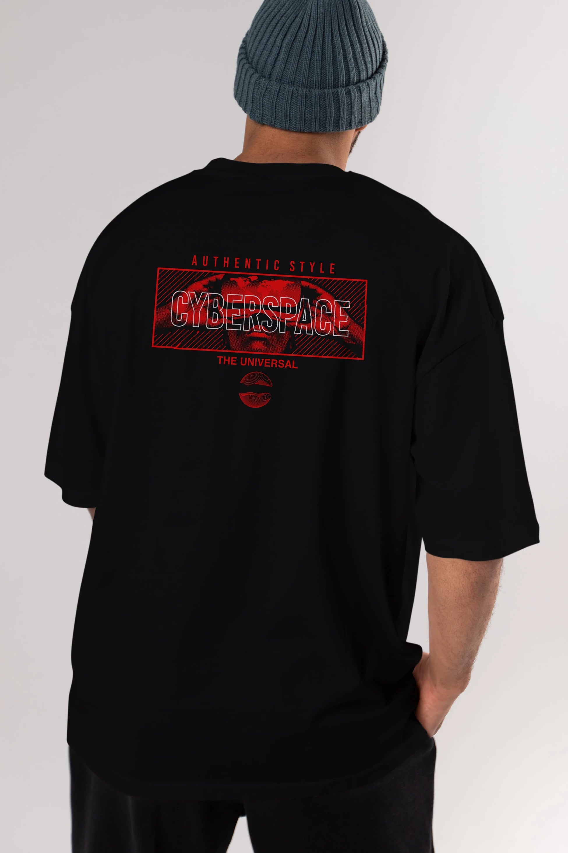 Cyberspace Arka Baskılı Oversize t-shirt Erkek Kadın Unisex
