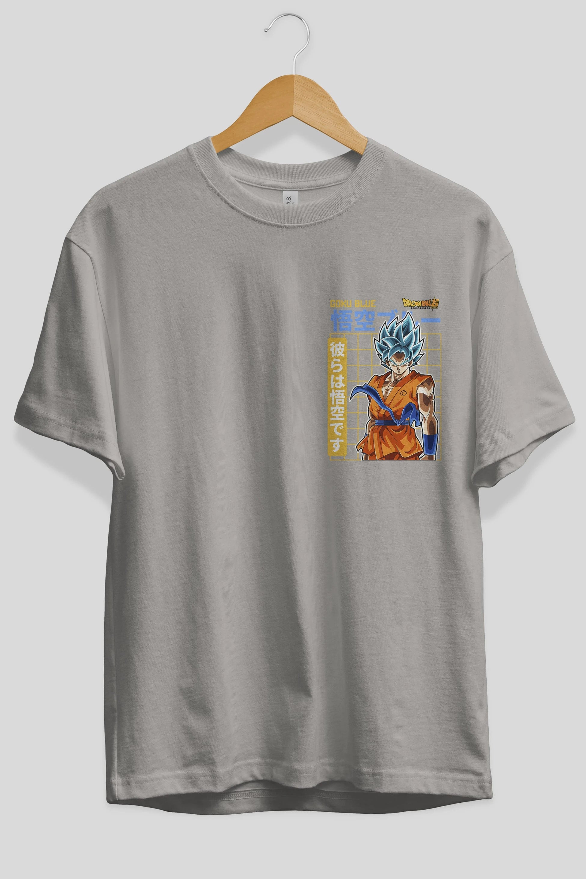 GOKU 1 Ön Sol Baskılı Oversize t-shirt Erkek Kadın Unisex %100 Pamuk Bisiklet Yaka tişort