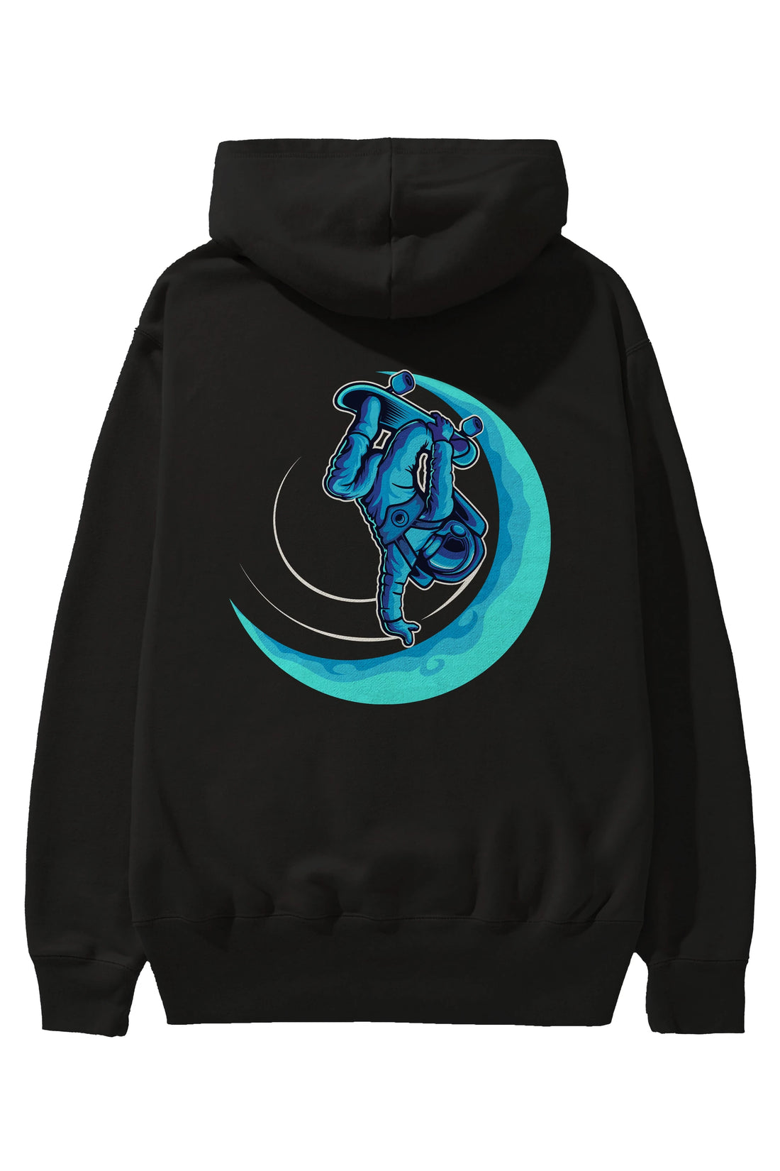 Skating on the moon Arka Baskılı Hoodie Oversize Kapüşonlu Sweatshirt Erkek Kadın Unisex