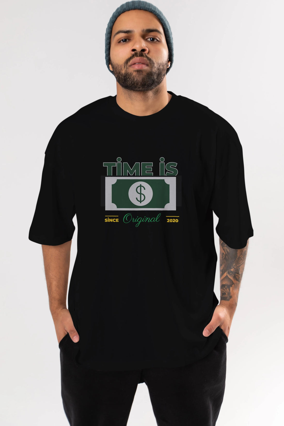 Time is Original Ön Baskılı Oversize t-shirt Erkek Kadın Unisex