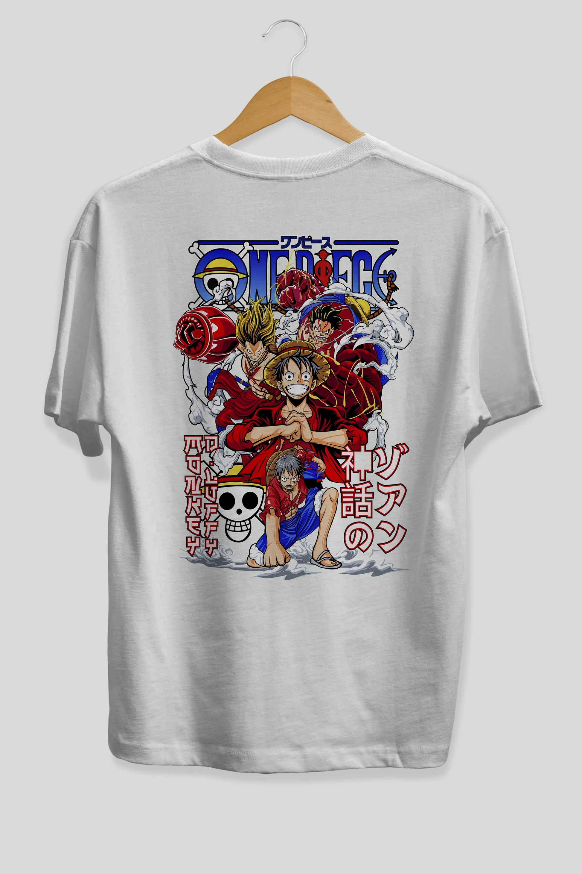 MONKEY D. LUFF-ONE PIECE 2 Anime Arka Baskılı Oversize t-shirt Erkek Kadın Unisex