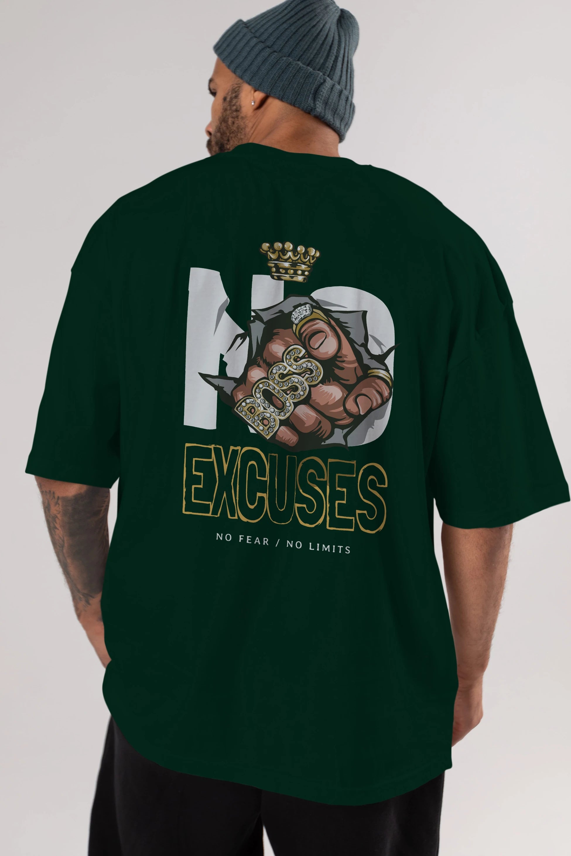 No Excuses Arka Baskılı Oversize t-shirt Erkek Kadın Unisex
