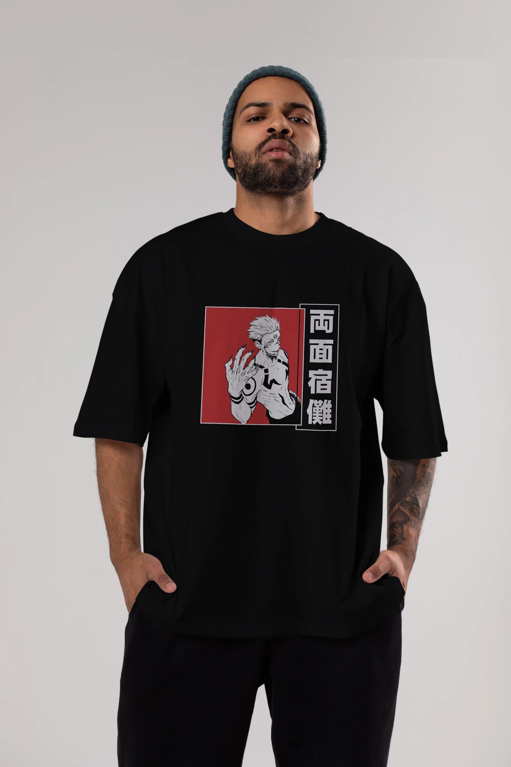 Sukuna Ryoumen 2 Anime Ön Baskılı Oversize t-shirt %100 pamuk Erkek Kadın Unisex