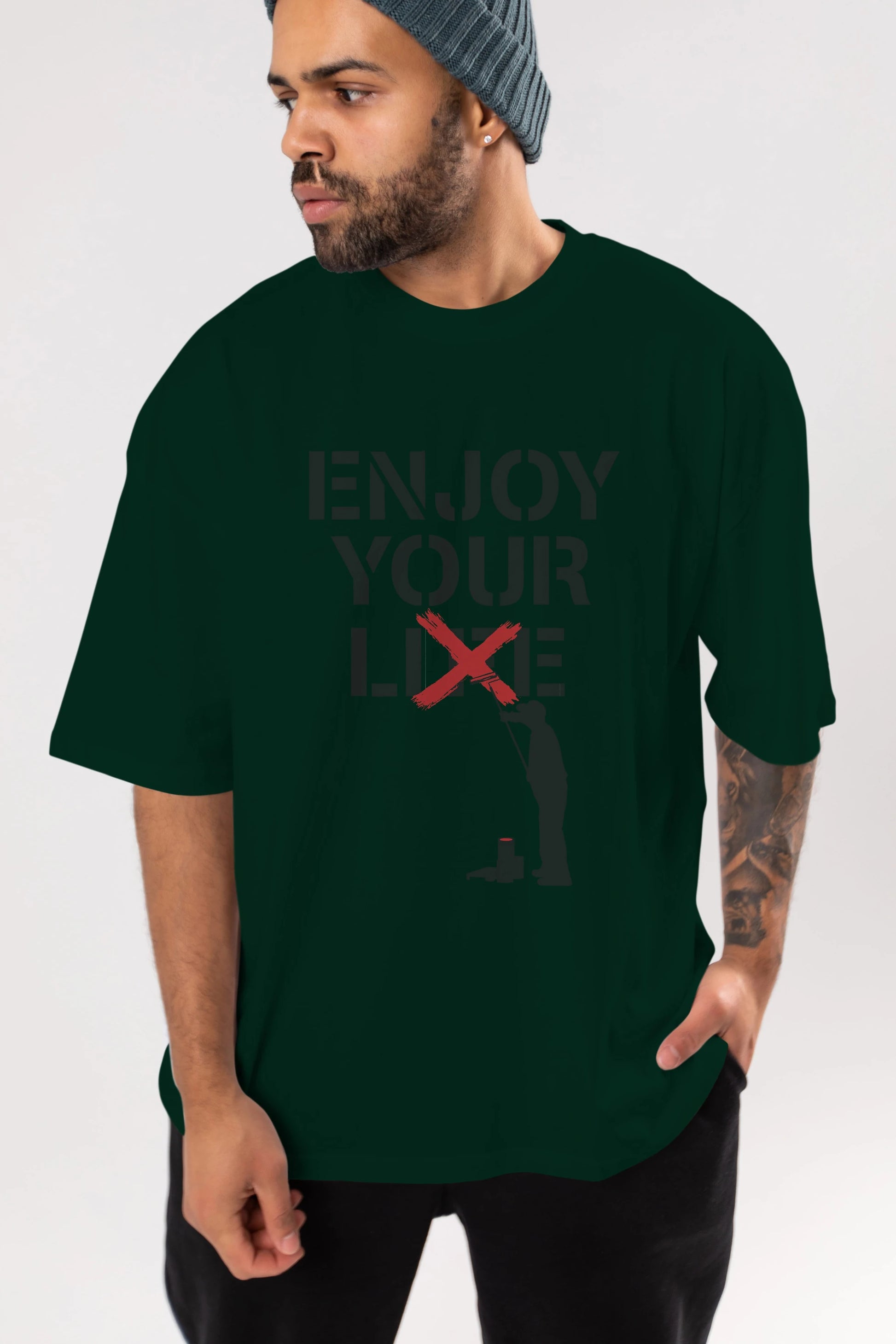 Enjoy Your Lie Ön Baskılı Oversize t-shirt %100 pamuk Erkek Kadın Unisex