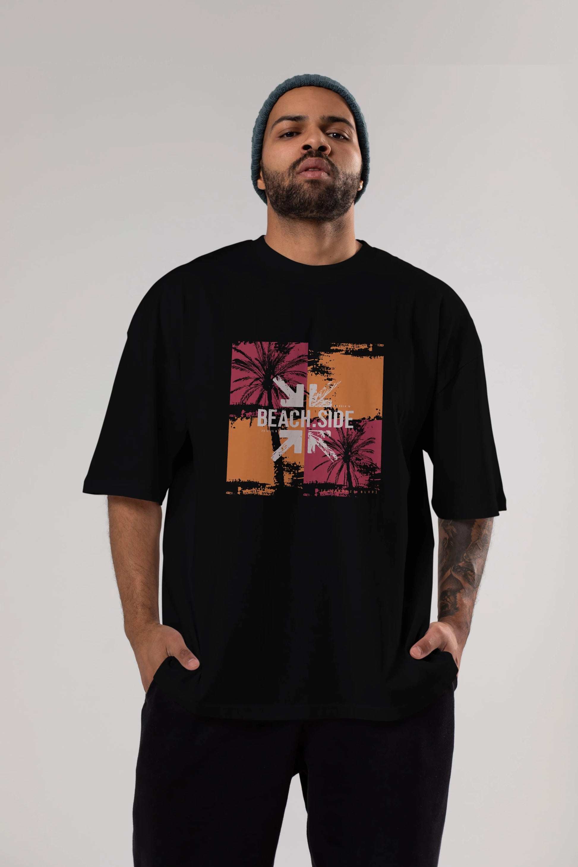Beach Side Ön Baskılı Oversize t-shirt Erkek Kadın Unisex