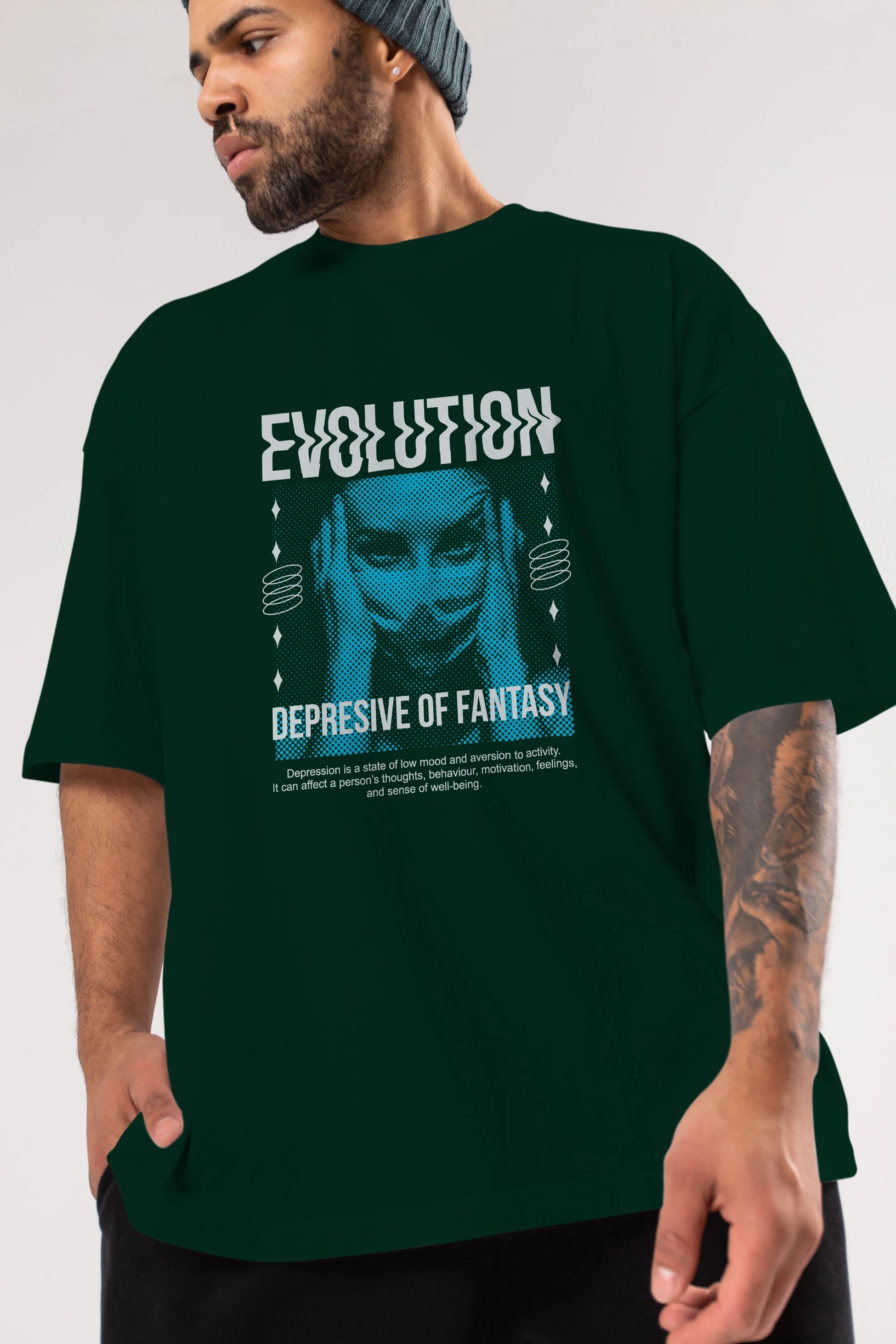 Evolution Ön Baskılı Oversize t-shirt Erkek Kadın Unisex